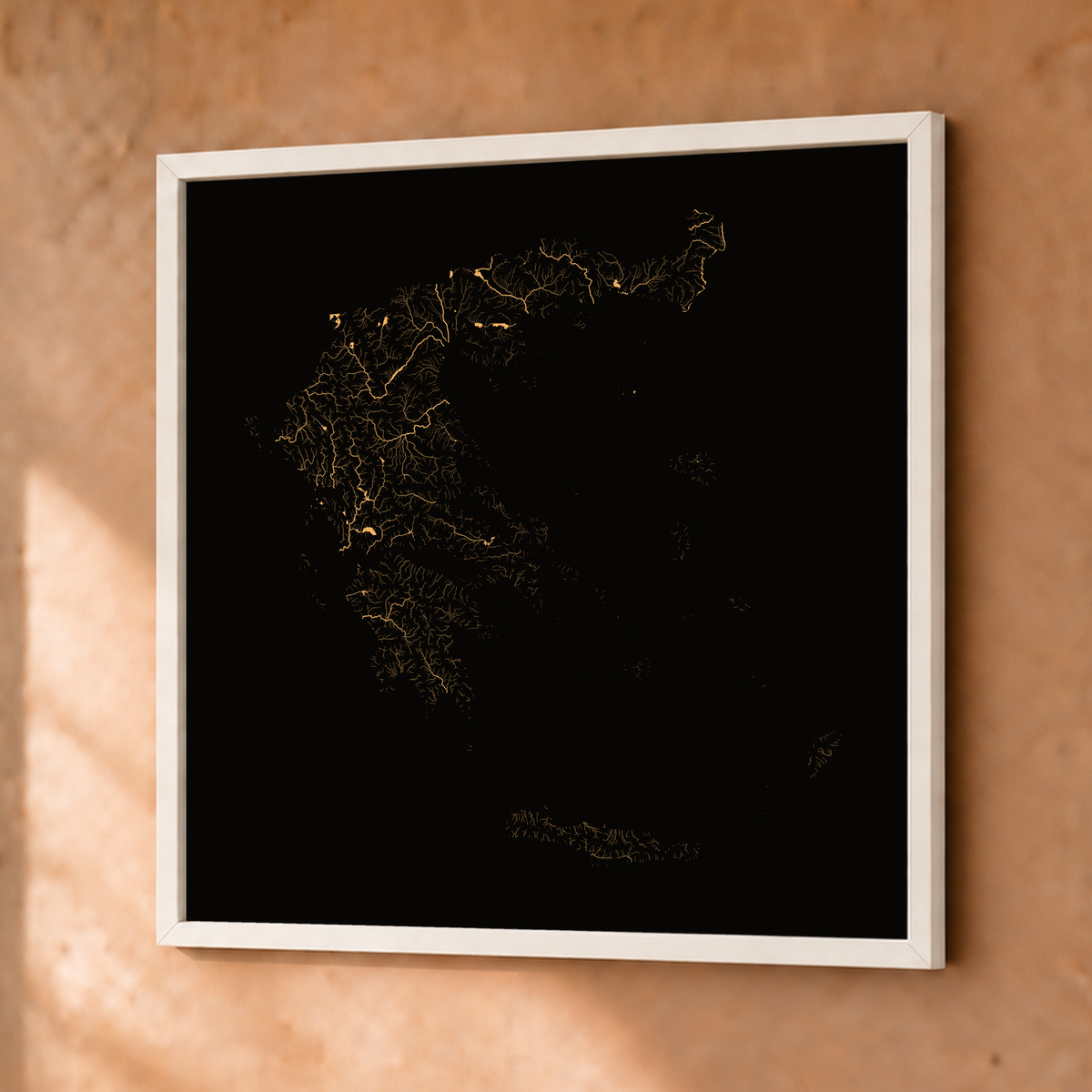 Beautiful Rivers — Grécia — Cobre, Fine art emoldurado · 50 × 50 cm, Branco · Sem margem