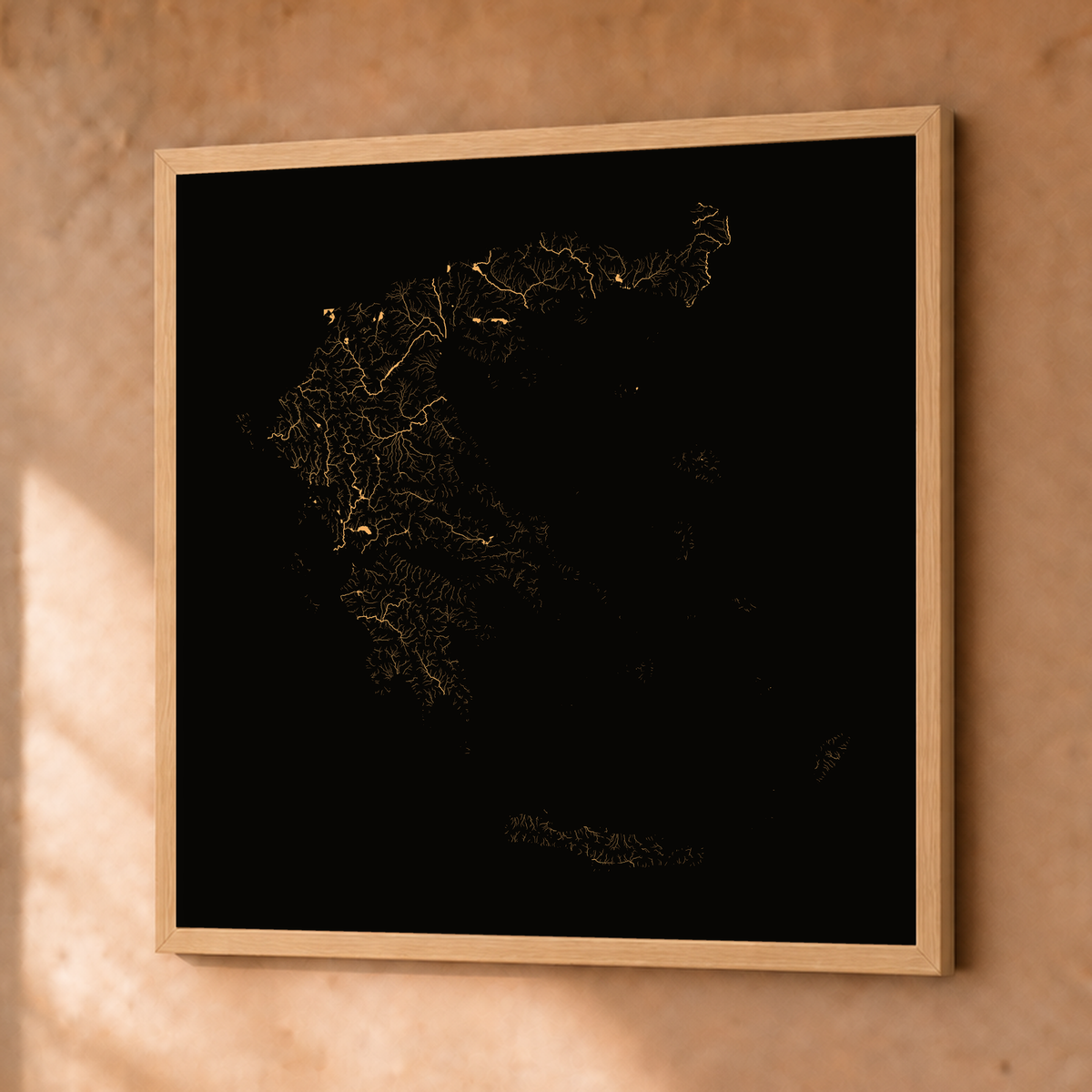 Beautiful Rivers — Grécia — Cobre, Fine art emoldurado · 76 × 76 cm, Natural · Sem margem