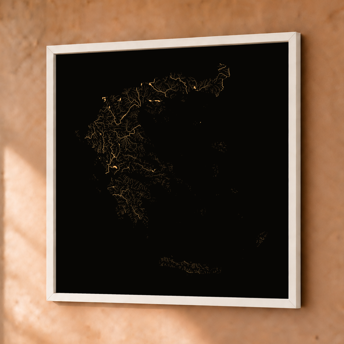 Beautiful Rivers — Grécia — Cobre, Fine art emoldurado · 76 × 76 cm, Branco · Sem margem