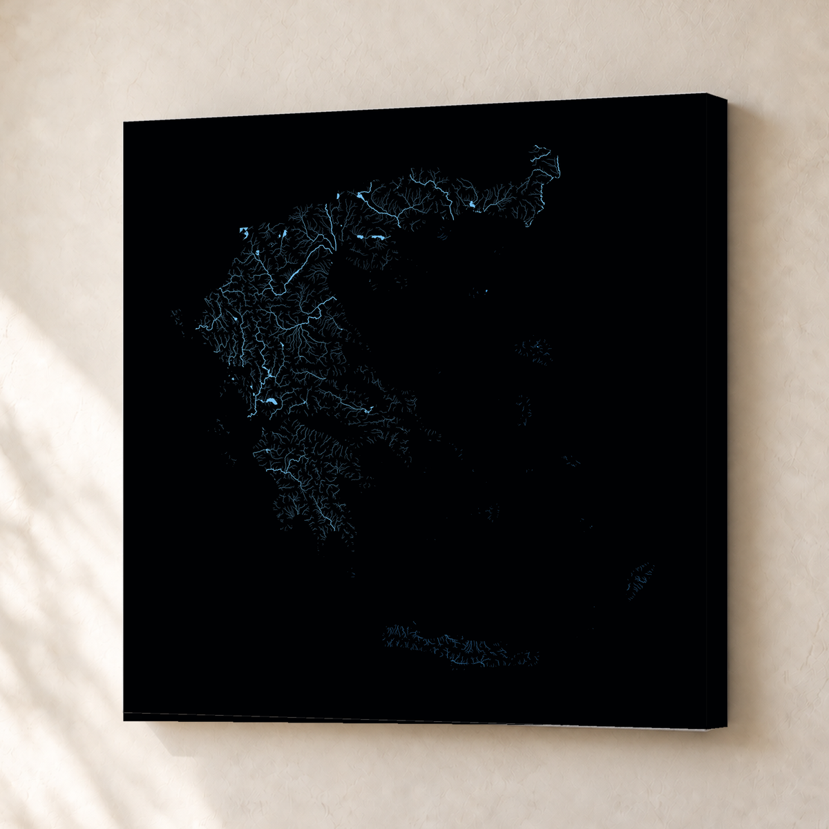 Beautiful Rivers — Grécia — Neon hidrográfico, Canvas · 30 × 30 cm, Sem margem