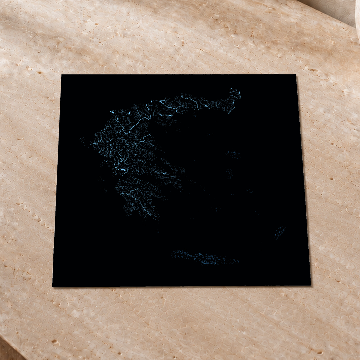 Beautiful Rivers — Grécia — Neon hidrográfico, Impressão fine art · 30 × 30 cm, Sem margem