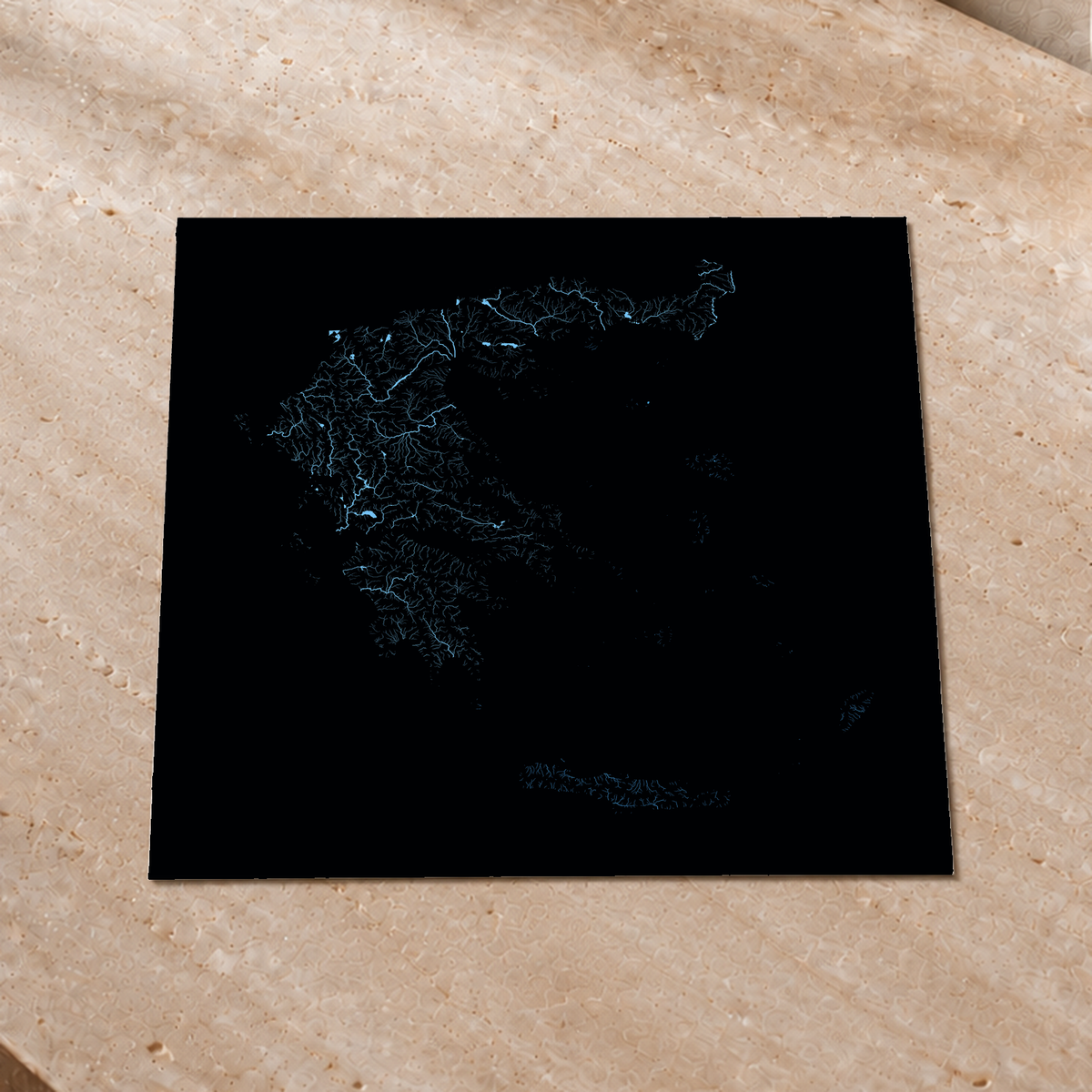 Beautiful Rivers — Grécia — Neon hidrográfico, Impressão fine art · 50 × 50 cm, Sem margem