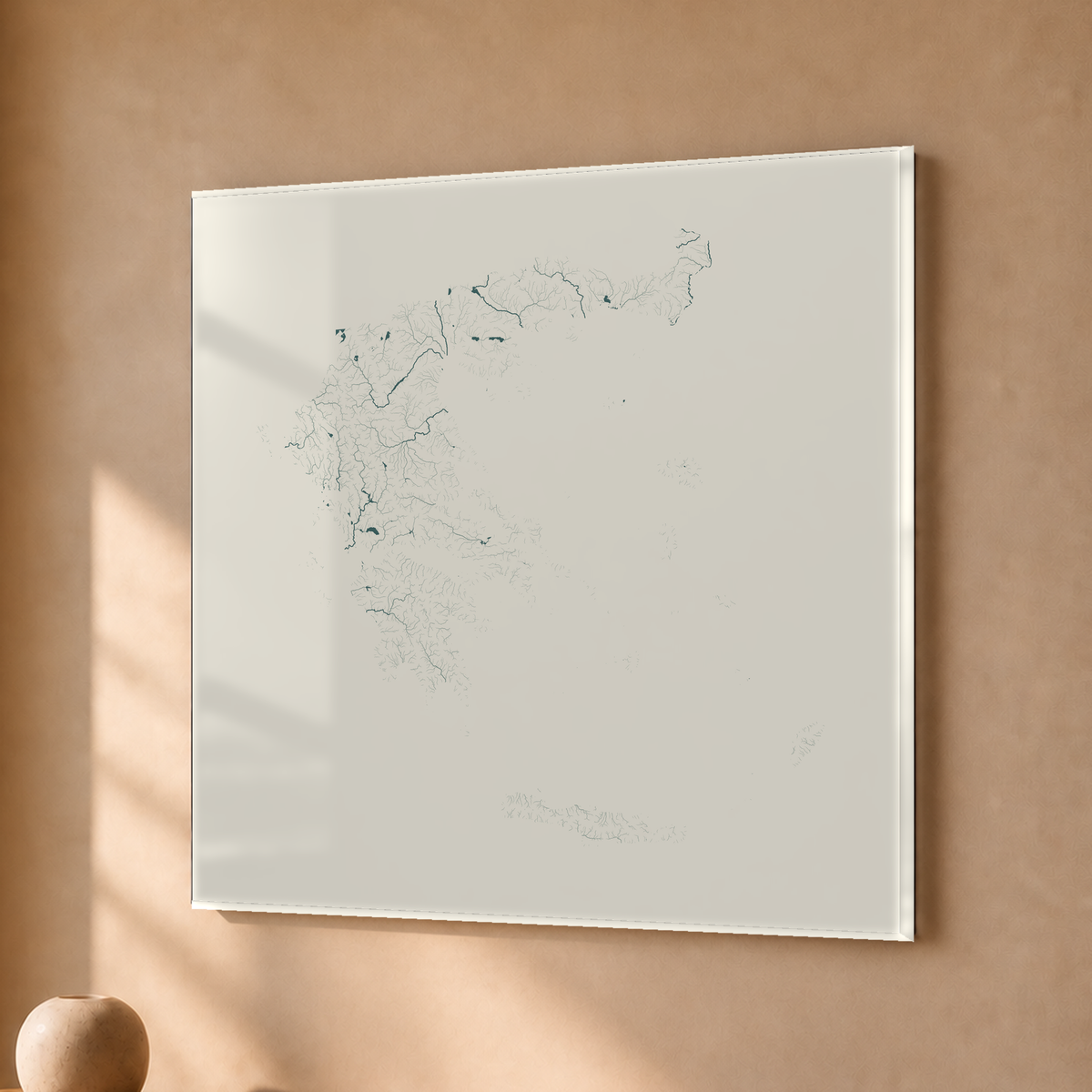 Beautiful Rivers — Grécia — Natural e luminosa, Acrílico · 30 × 30 cm, Sem margem