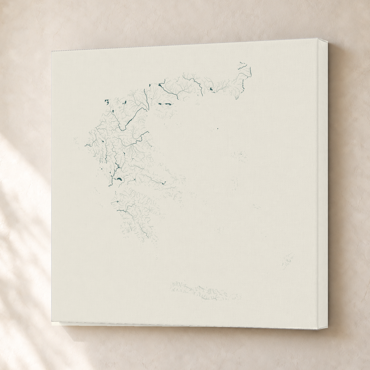 Beautiful Rivers — Grécia — Natural e luminosa, Canvas · 50 × 50 cm, Sem margem