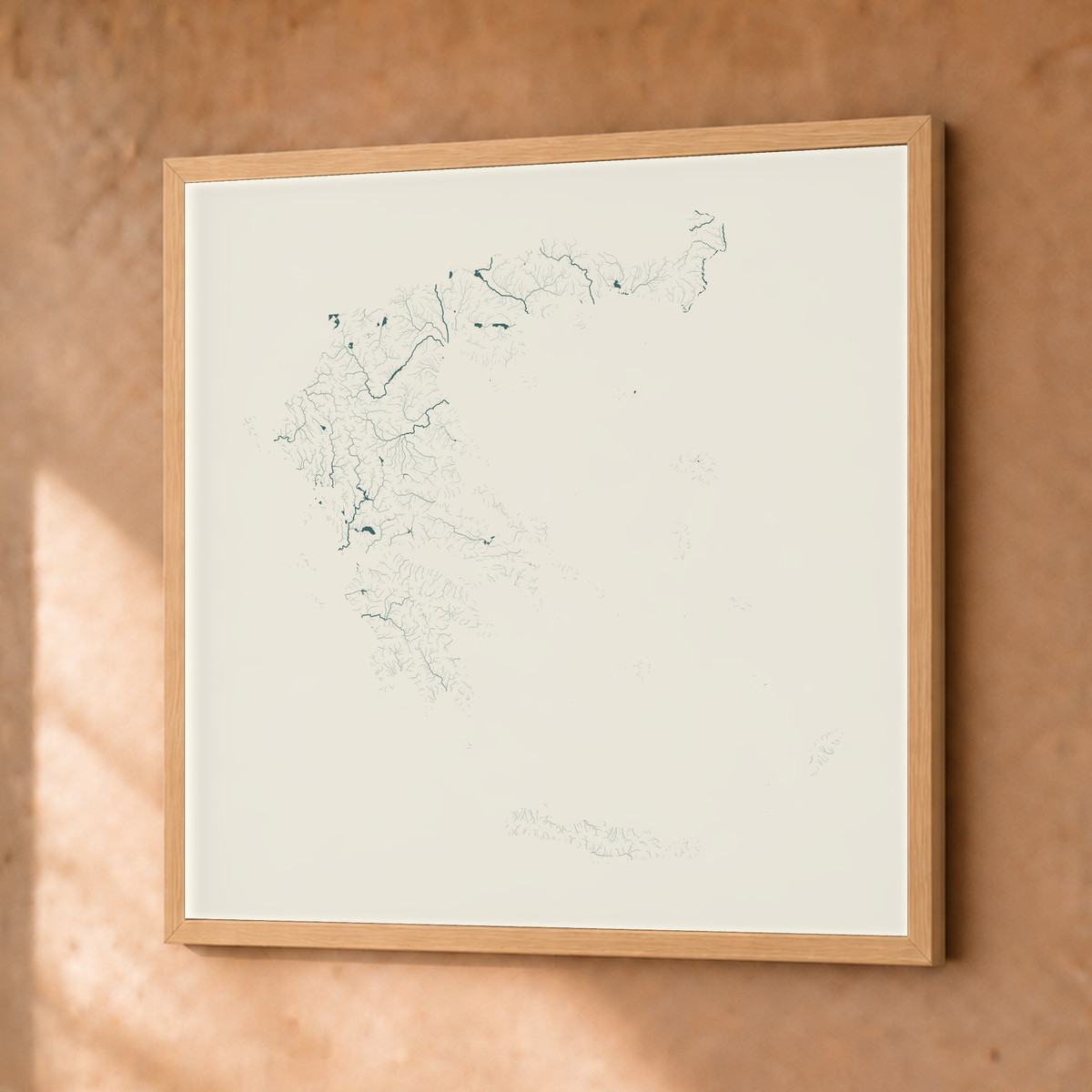 Beautiful Rivers — Grécia — Natural e luminosa, Fine art emoldurado · 50 × 50 cm, Natural · Sem margem