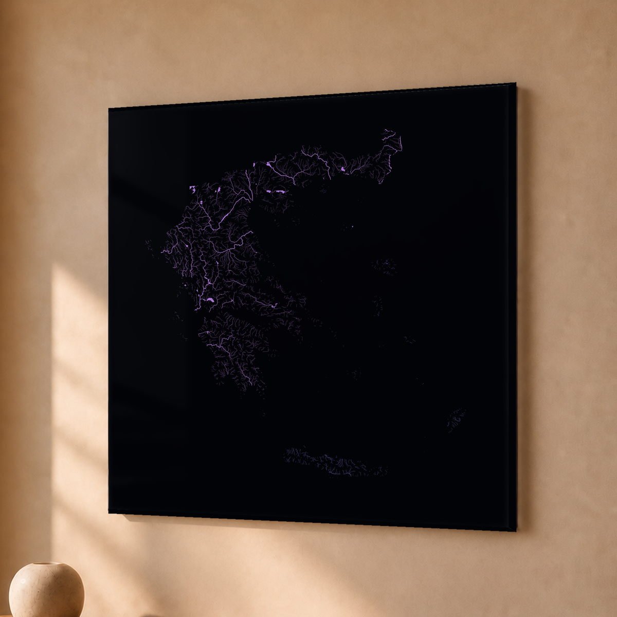 Beautiful Rivers — Grécia — Neon por território, Acrílico · 30 × 30 cm, Sem margem