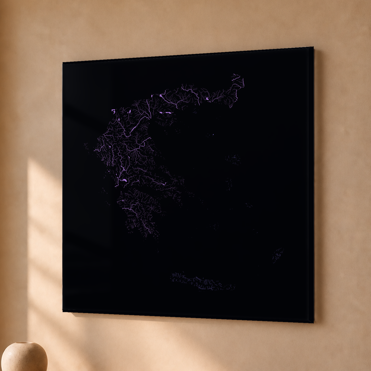 Beautiful Rivers — Grécia — Neon por território, Acrílico · 50 × 50 cm, Sem margem