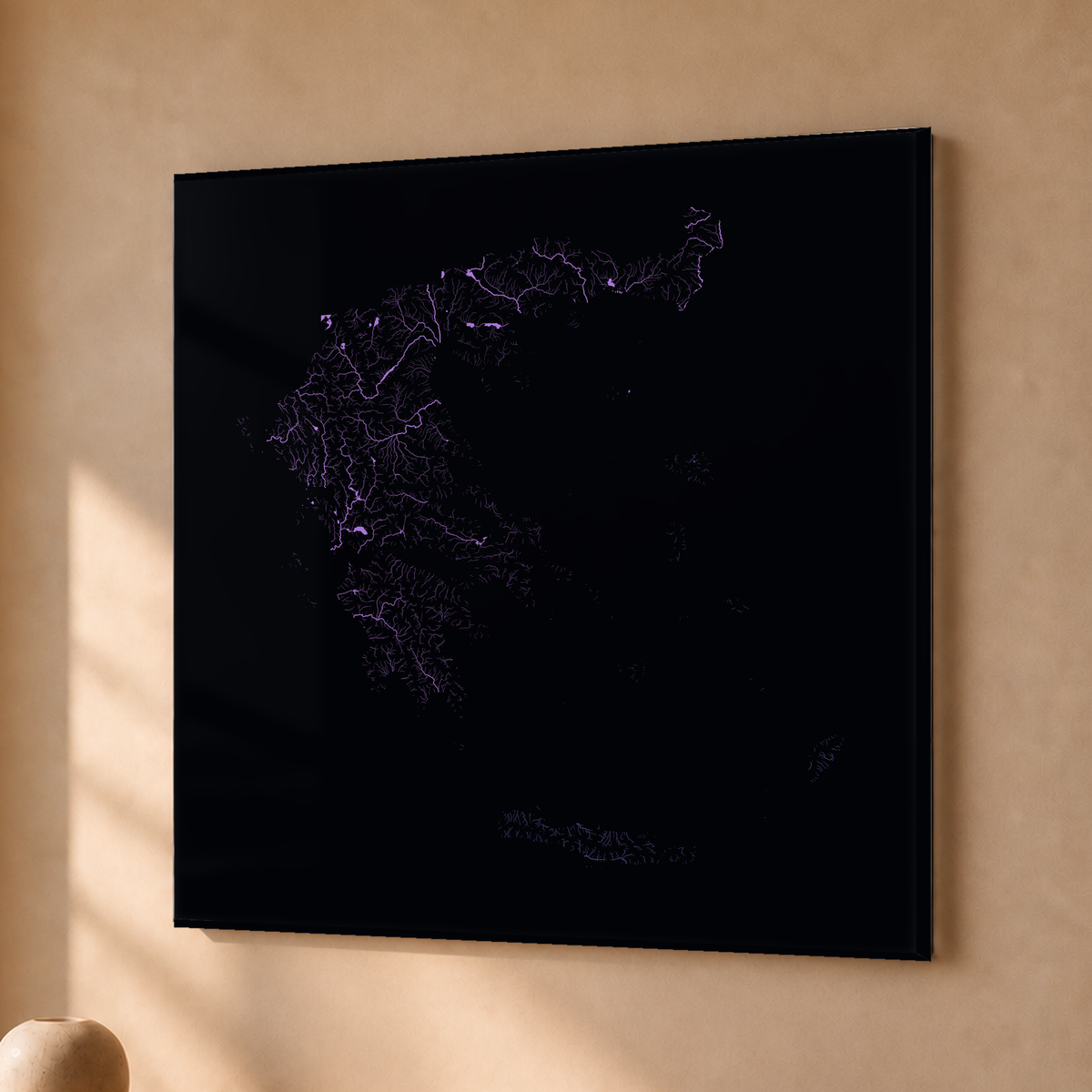 Beautiful Rivers — Grécia — Neon por território, Acrílico · 76 × 76 cm, Sem margem
