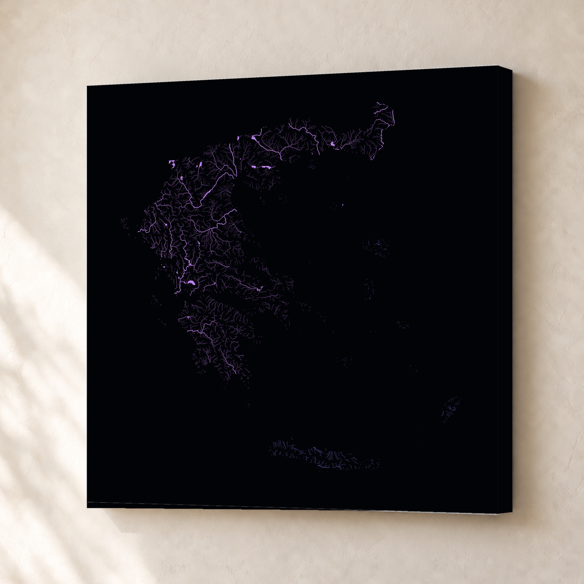 Beautiful Rivers — Grécia — Neon por território, Canvas · 30 × 30 cm, Sem margem
