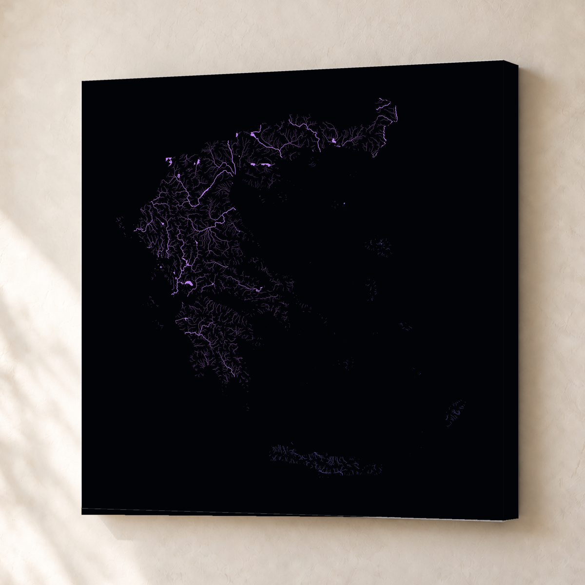 Beautiful Rivers — Grécia — Neon por território, Canvas · 50 × 50 cm, Sem margem