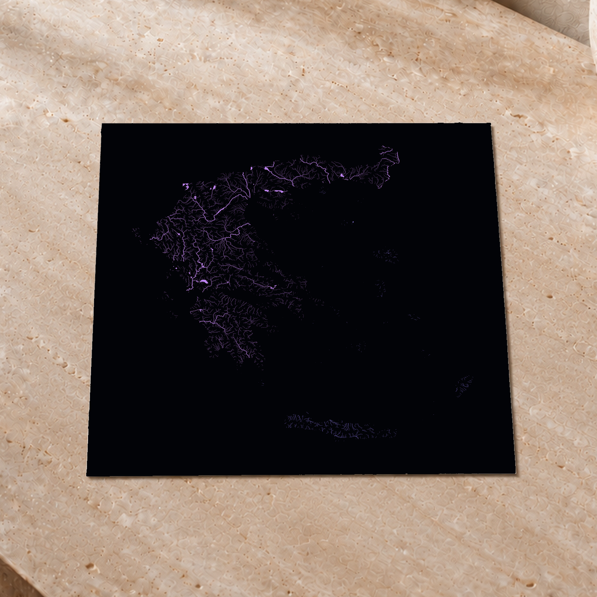 Beautiful Rivers — Grécia — Neon por território, Impressão fine art · 30 × 30 cm, Sem margem