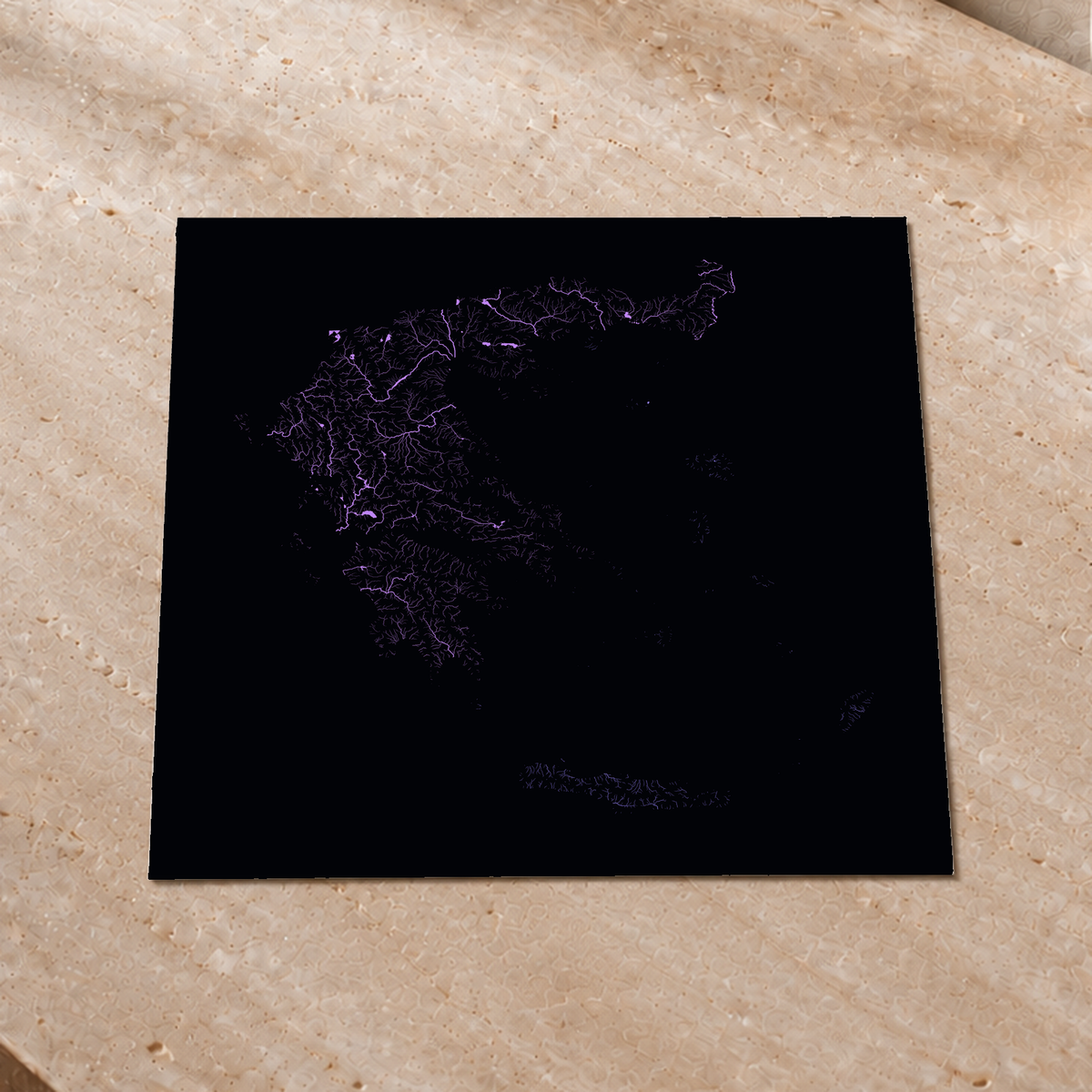 Beautiful Rivers — Grécia — Neon por território, Impressão fine art · 50 × 50 cm, Sem margem