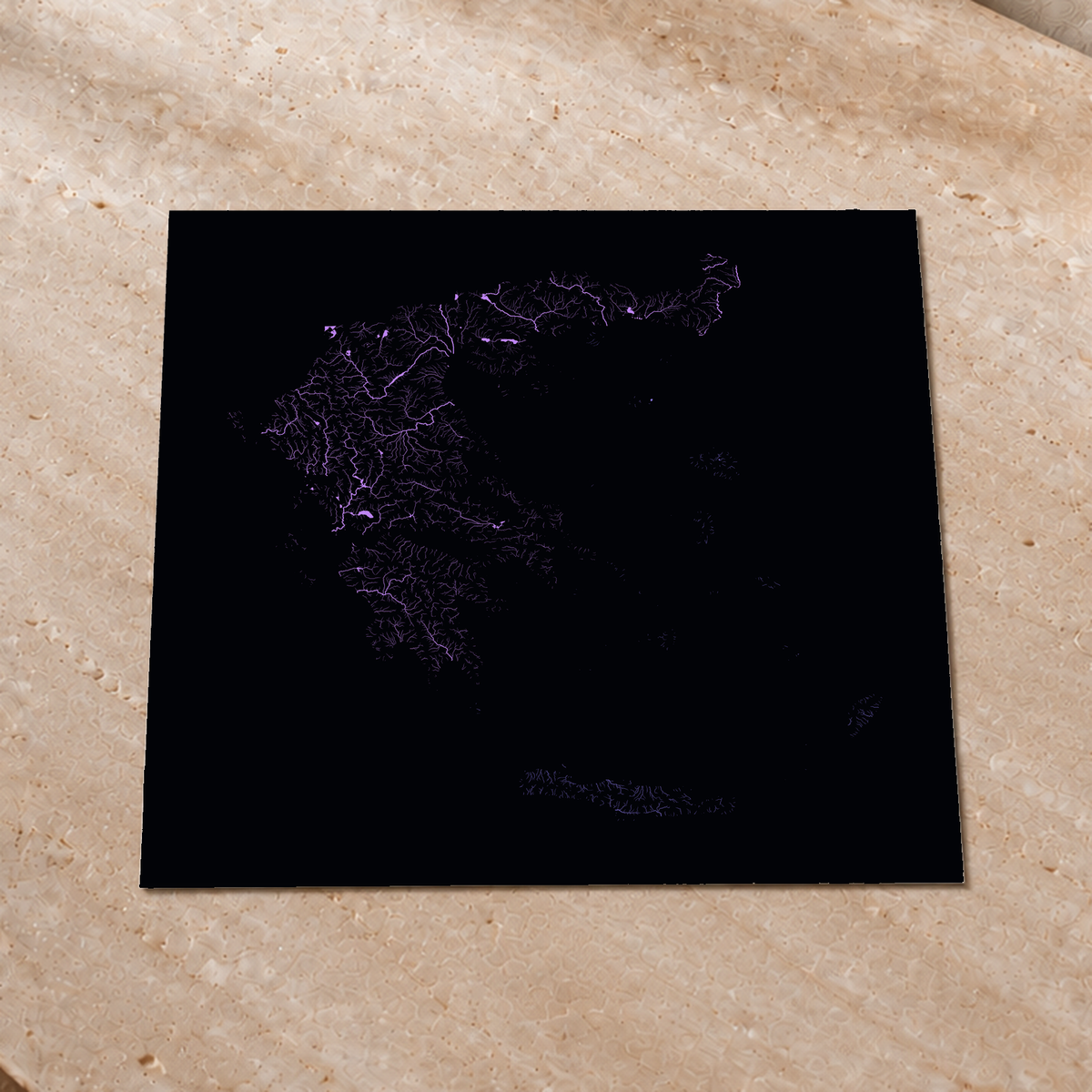 Beautiful Rivers — Grécia — Neon por território, Impressão fine art · 76 × 76 cm, Sem margem