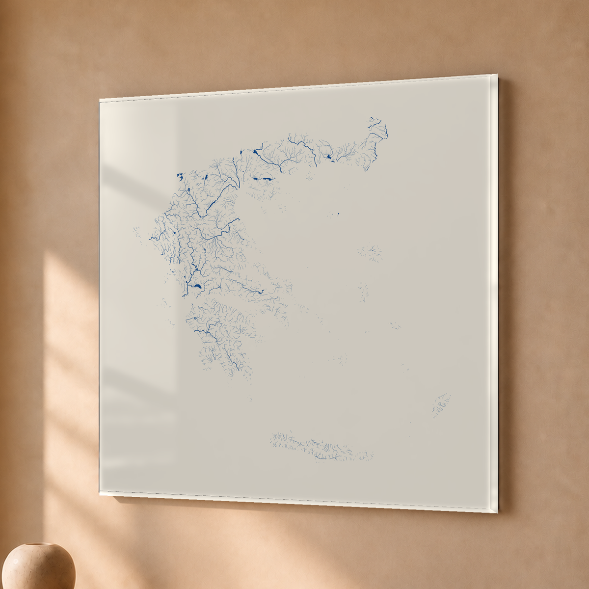 Beautiful Rivers — Grécia — Risografia, Acrílico · 50 × 50 cm, Sem margem