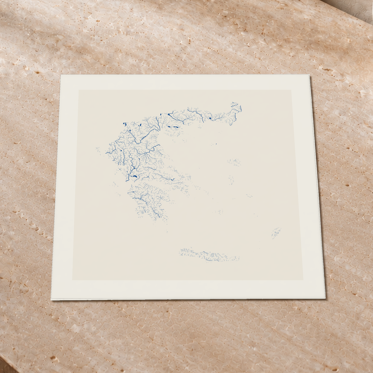 Beautiful Rivers — Grécia — Risografia, Impressão fine art · 50 × 50 cm, Margem branca