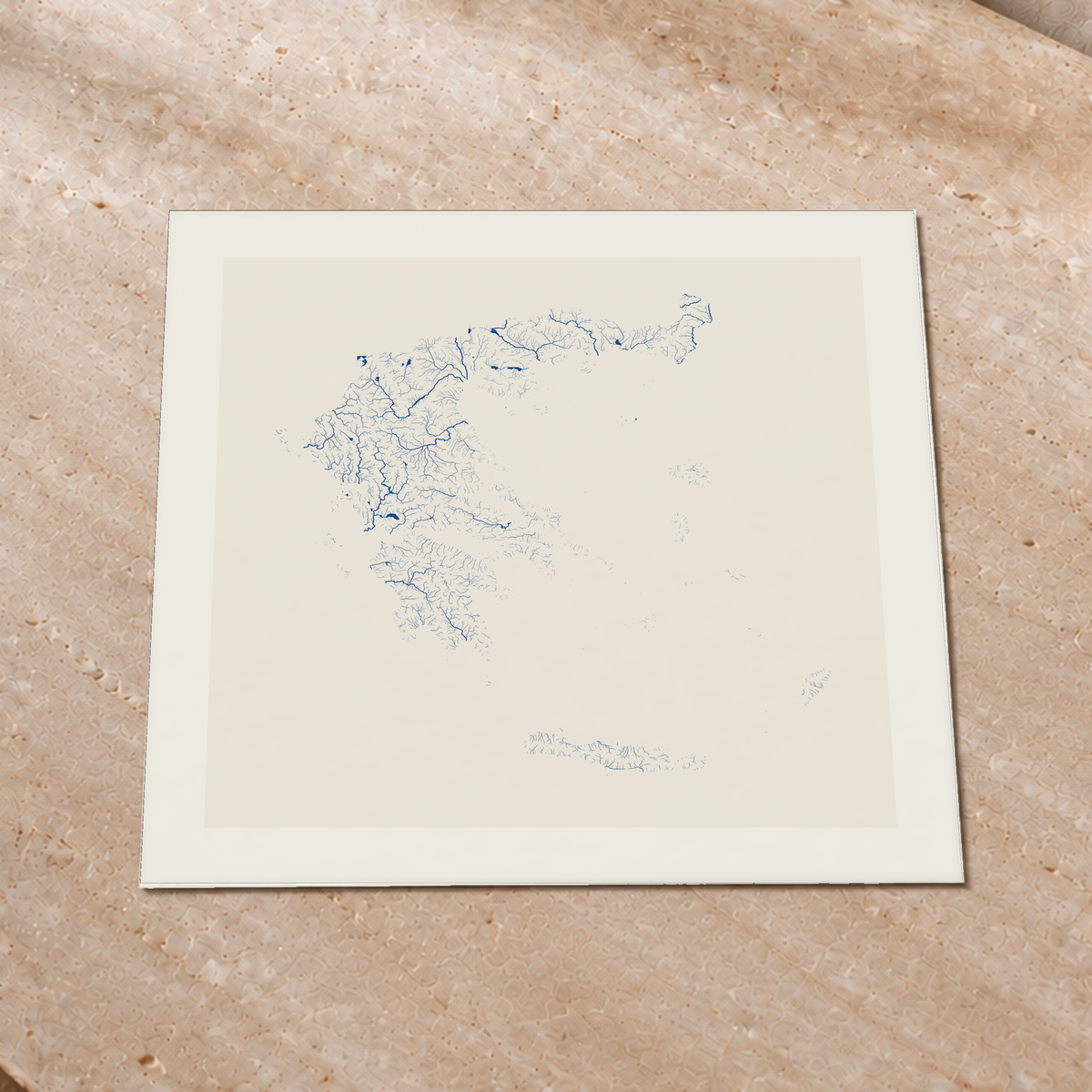 Beautiful Rivers — Grécia — Risografia, Impressão fine art · 76 × 76 cm, Margem branca