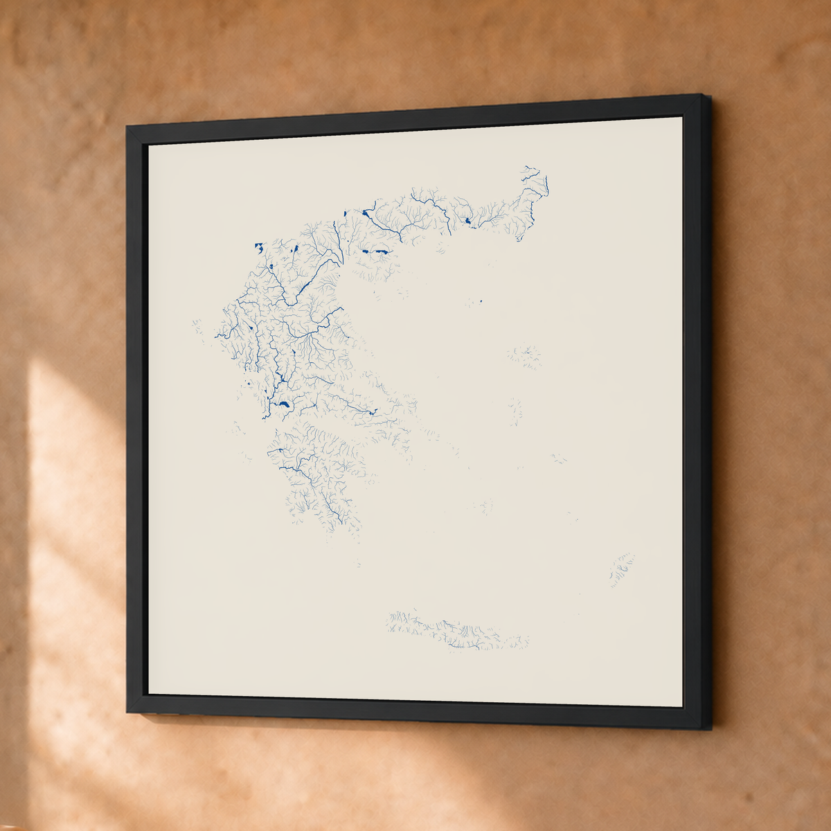 Beautiful Rivers — Grécia — Risografia, Fine art emoldurado · 30 × 30 cm, Preto · Sem margem