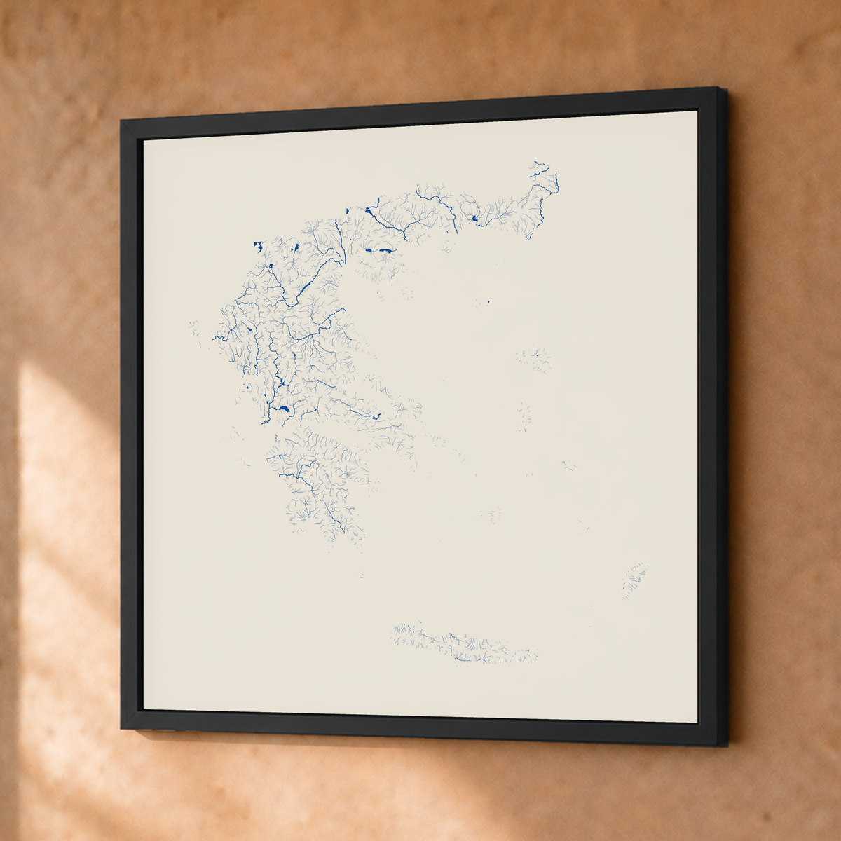 Beautiful Rivers — Grécia — Risografia, Fine art emoldurado · 50 × 50 cm, Preto · Sem margem