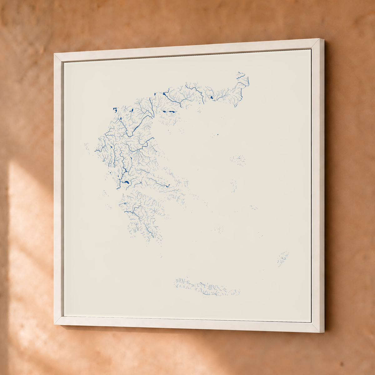 Beautiful Rivers — Grécia — Risografia, Fine art emoldurado · 50 × 50 cm, Branco · Sem margem