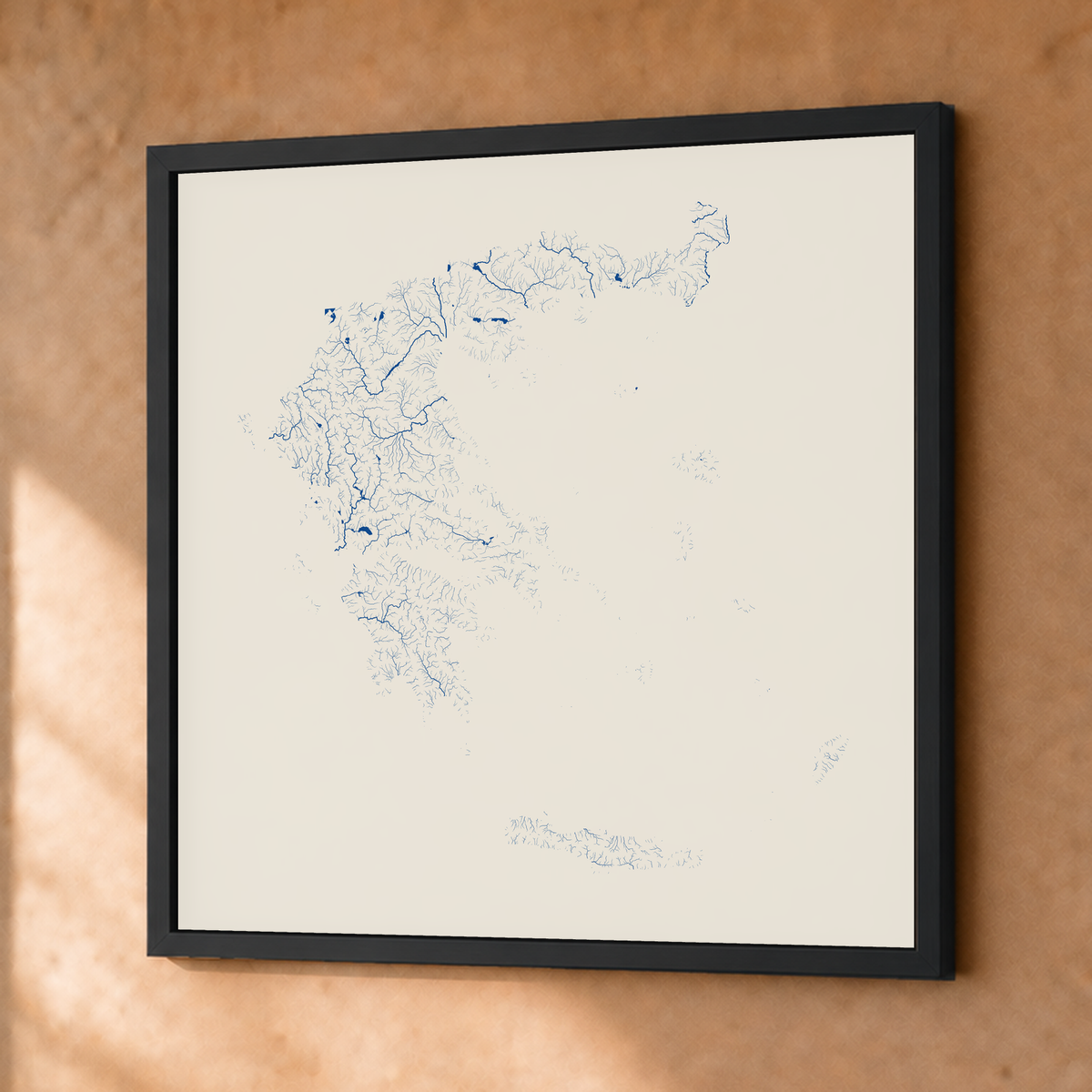 Beautiful Rivers — Grécia — Risografia, Fine art emoldurado · 76 × 76 cm, Preto · Sem margem