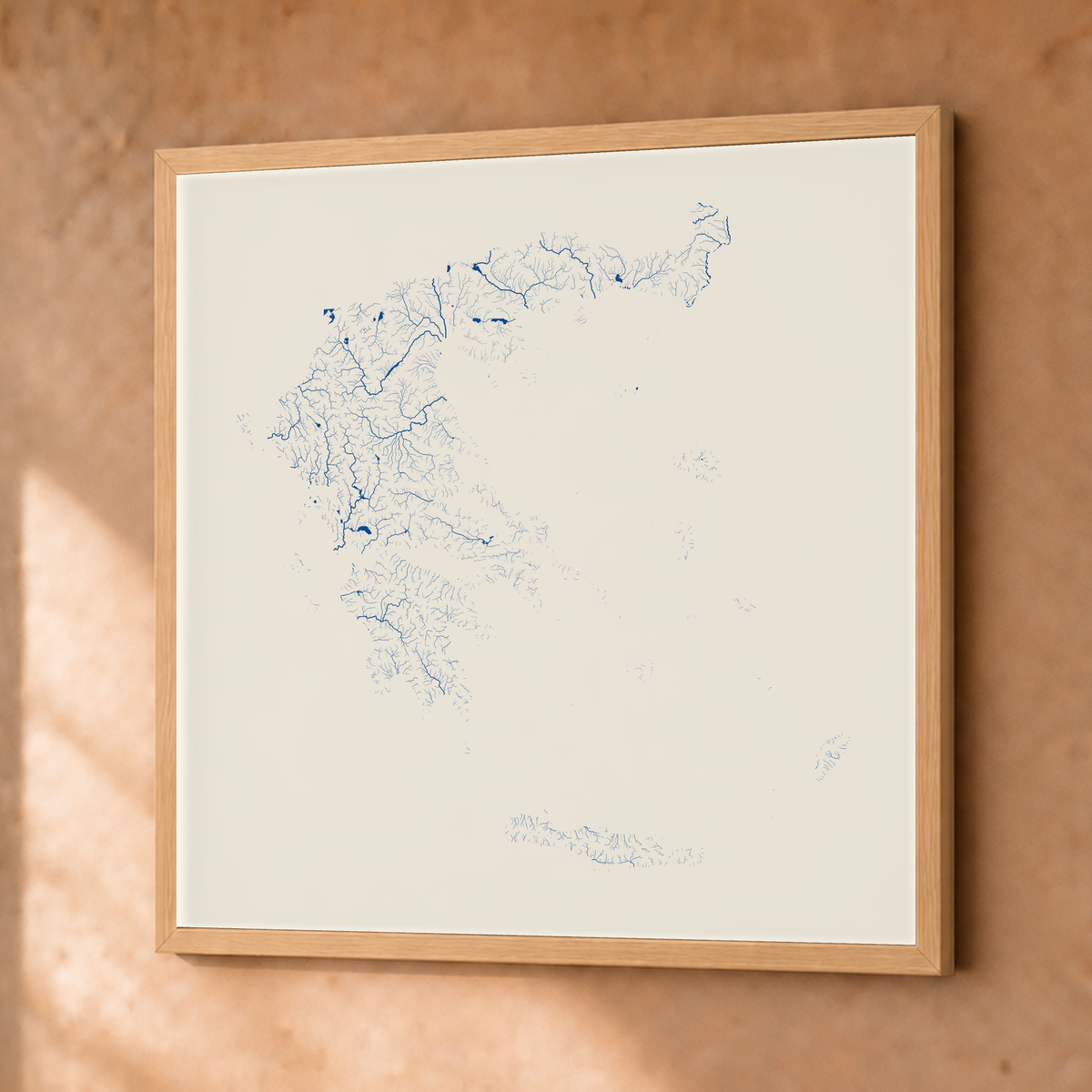 Beautiful Rivers — Grécia — Risografia, Fine art emoldurado · 76 × 76 cm, Natural · Sem margem