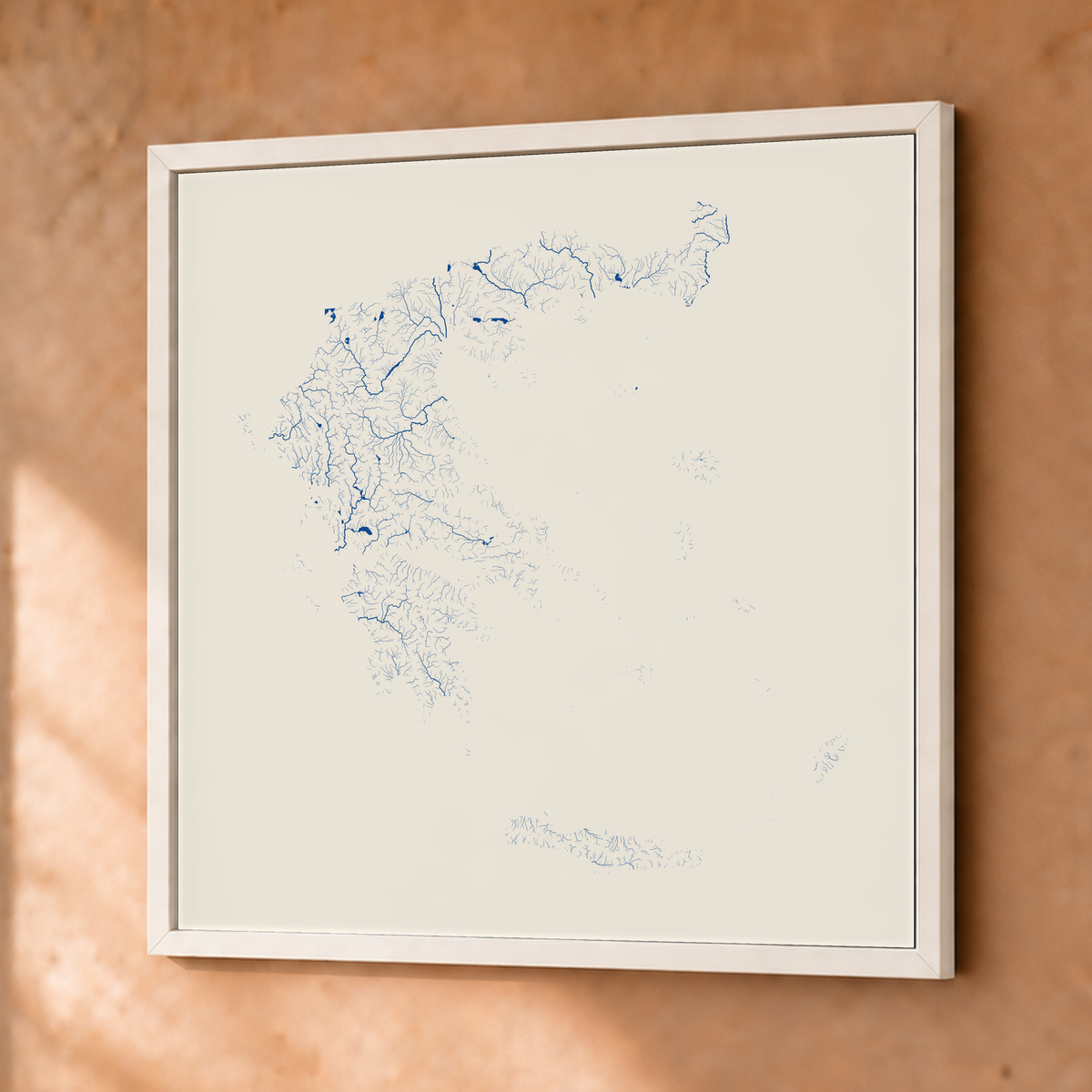 Beautiful Rivers — Grécia — Risografia, Fine art emoldurado · 76 × 76 cm, Branco · Sem margem