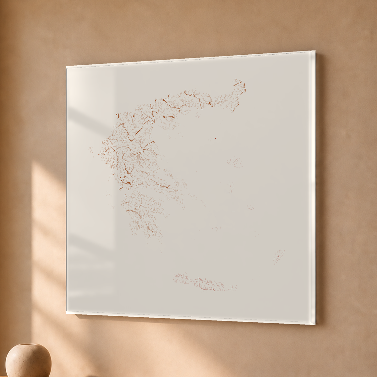 Beautiful Rivers — Grécia — Terracota e areia, Acrílico · 30 × 30 cm, Sem margem