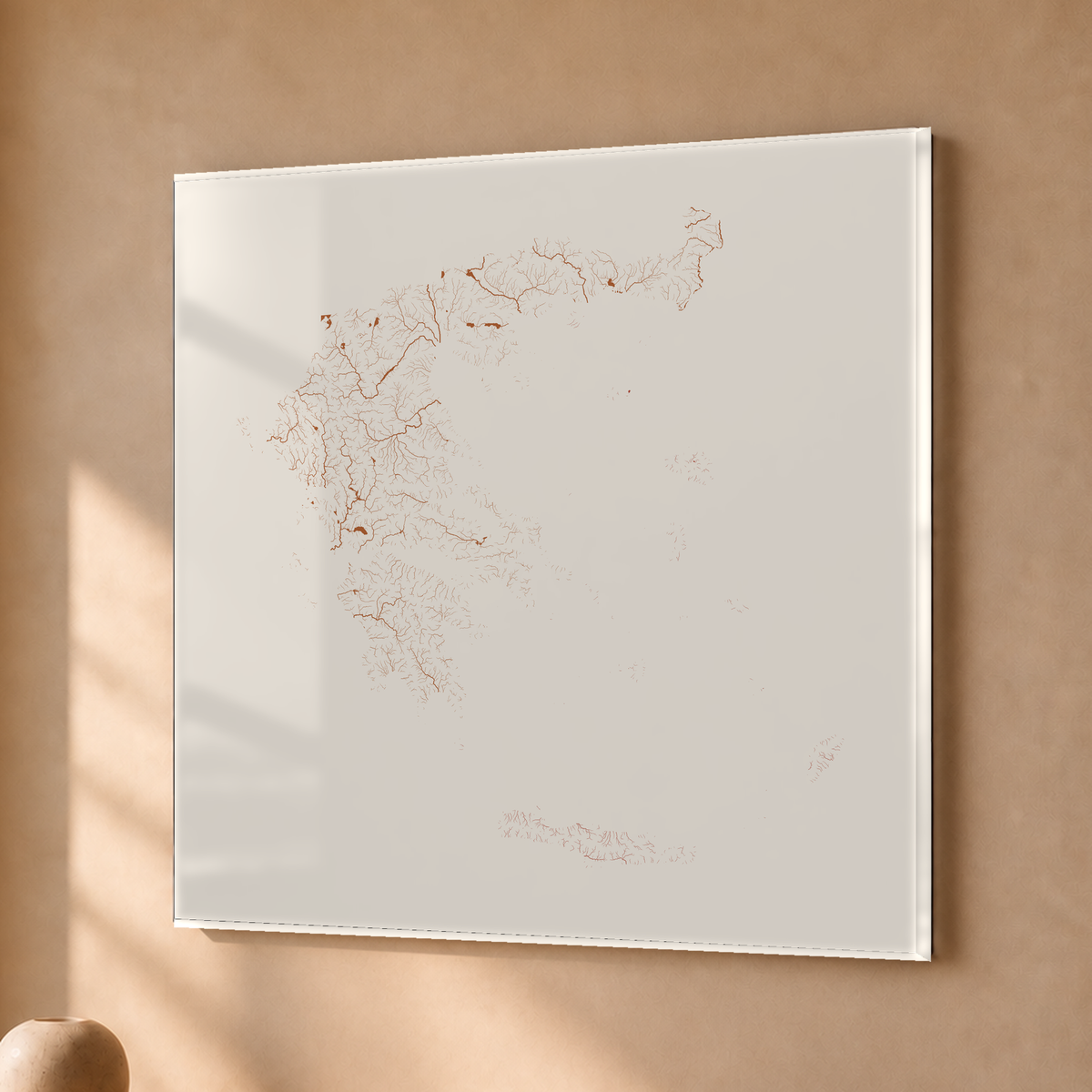 Beautiful Rivers — Grécia — Terracota e areia, Acrílico · 76 × 76 cm, Sem margem