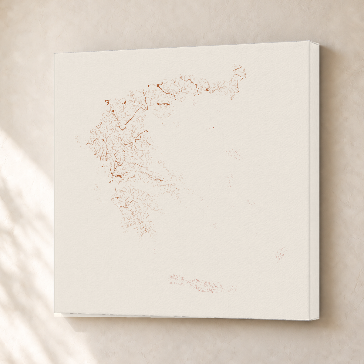 Beautiful Rivers — Grécia — Terracota e areia, Canvas · 30 × 30 cm, Sem margem