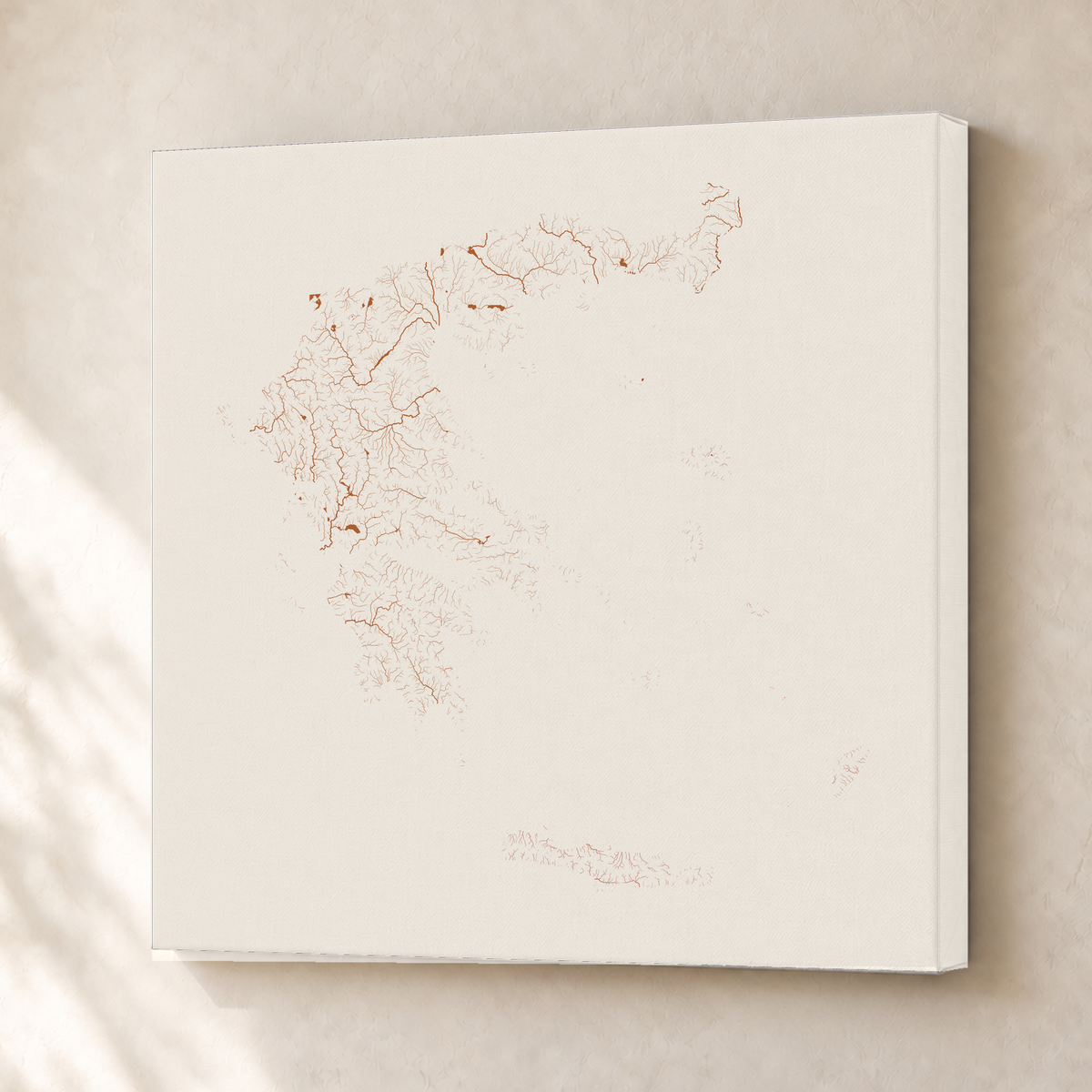Beautiful Rivers — Grécia — Terracota e areia, Canvas · 50 × 50 cm, Sem margem