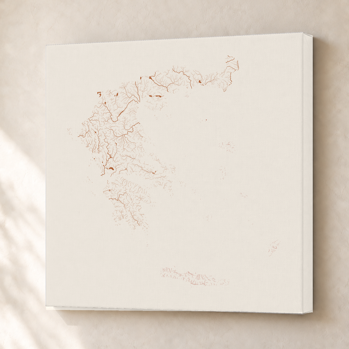 Beautiful Rivers — Grécia — Terracota e areia, Canvas · 76 × 76 cm, Sem margem