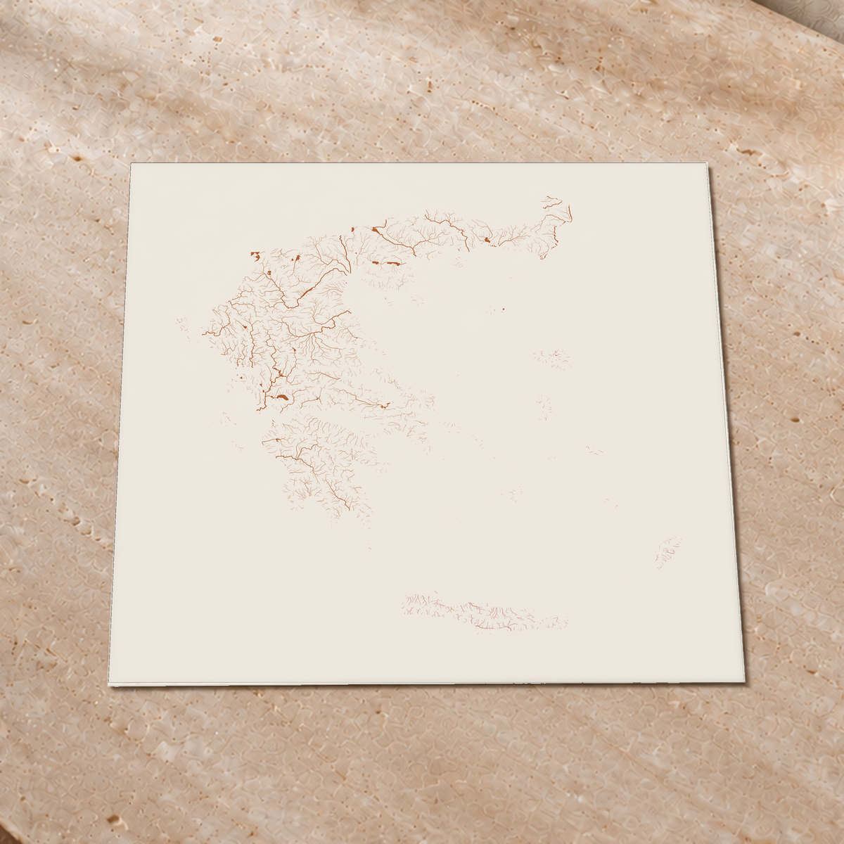 Beautiful Rivers — Grécia — Terracota e areia, Impressão fine art · 76 × 76 cm, Sem margem