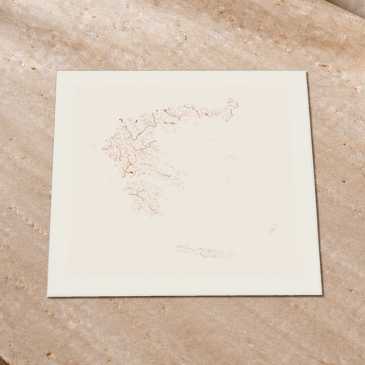 Beautiful Rivers — Grécia — Terracota e areia, Impressão fine art · 76 × 76 cm, Margem branca