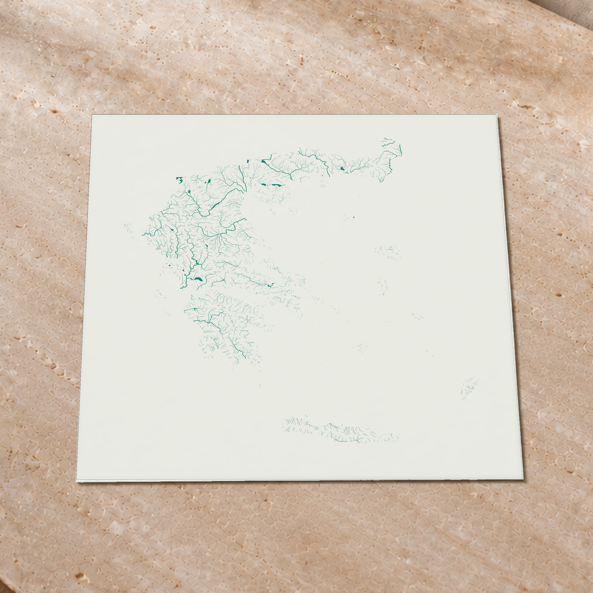 Beautiful Rivers — Grécia — Verde jade e porcelana, Impressão fine art · 76 × 76 cm, Sem margem