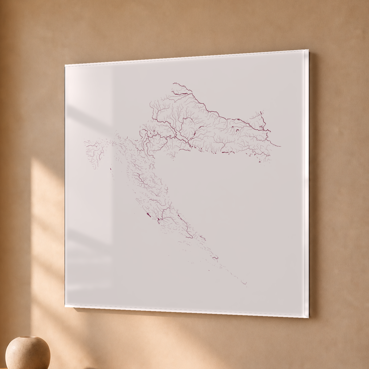 Beautiful Rivers — Croácia — Ameixa e rosé, Acrílico · 30 × 30 cm, Sem margem