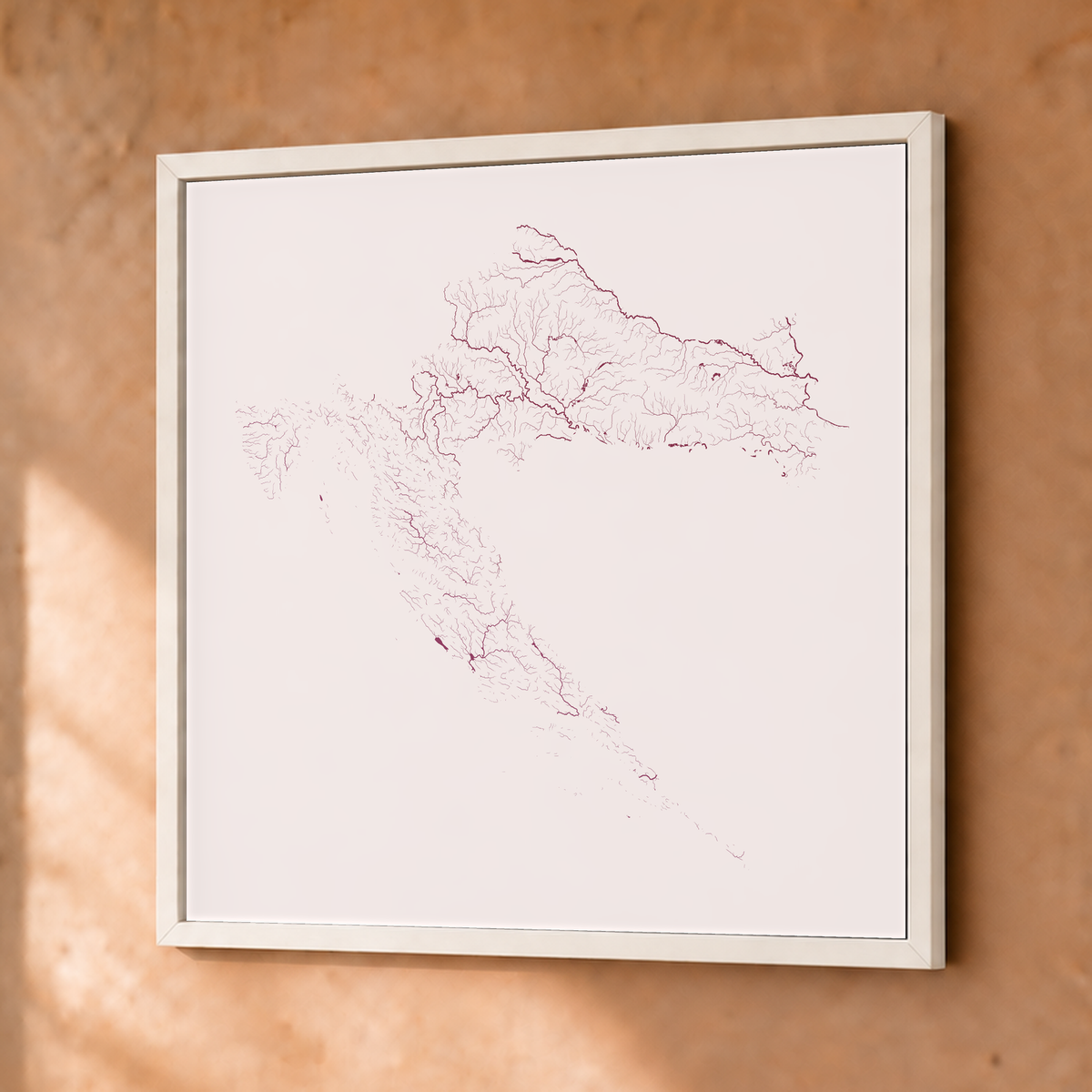 Beautiful Rivers — Croácia — Ameixa e rosé, Fine art emoldurado · 50 × 50 cm, Branco · Sem margem