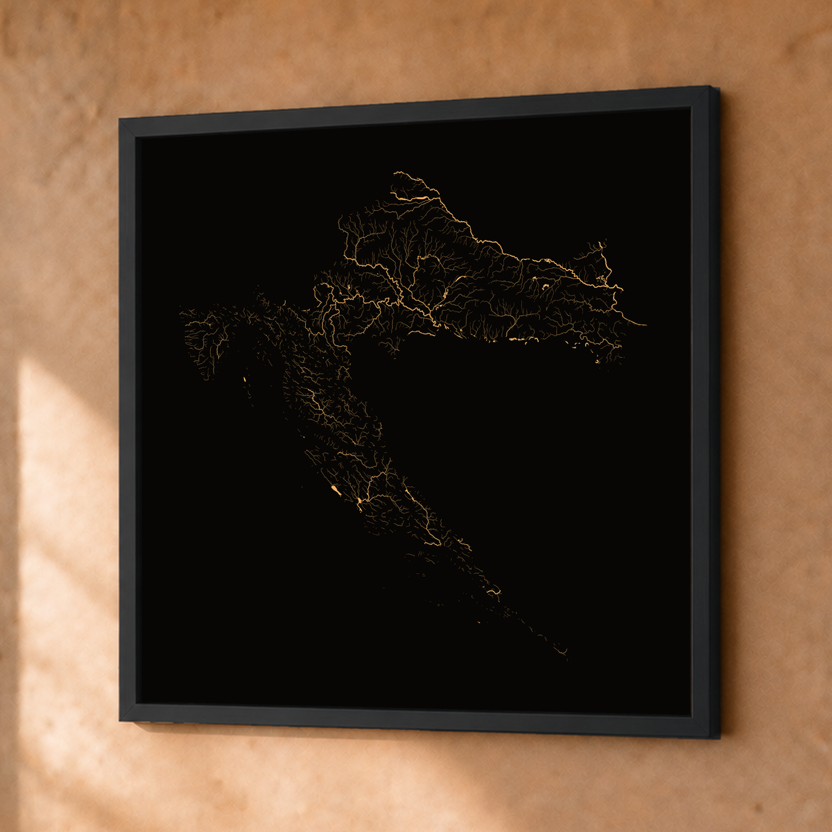 Beautiful Rivers — Croácia — Cobre, Fine art emoldurado · 50 × 50 cm, Preto · Sem margem