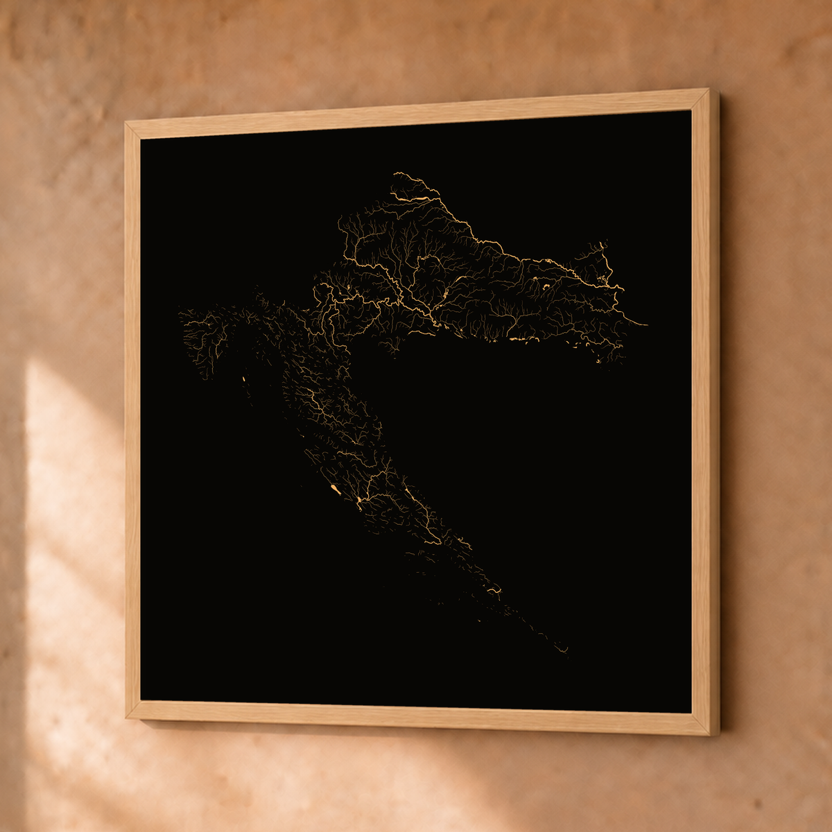 Beautiful Rivers — Croácia — Cobre, Fine art emoldurado · 50 × 50 cm, Natural · Sem margem