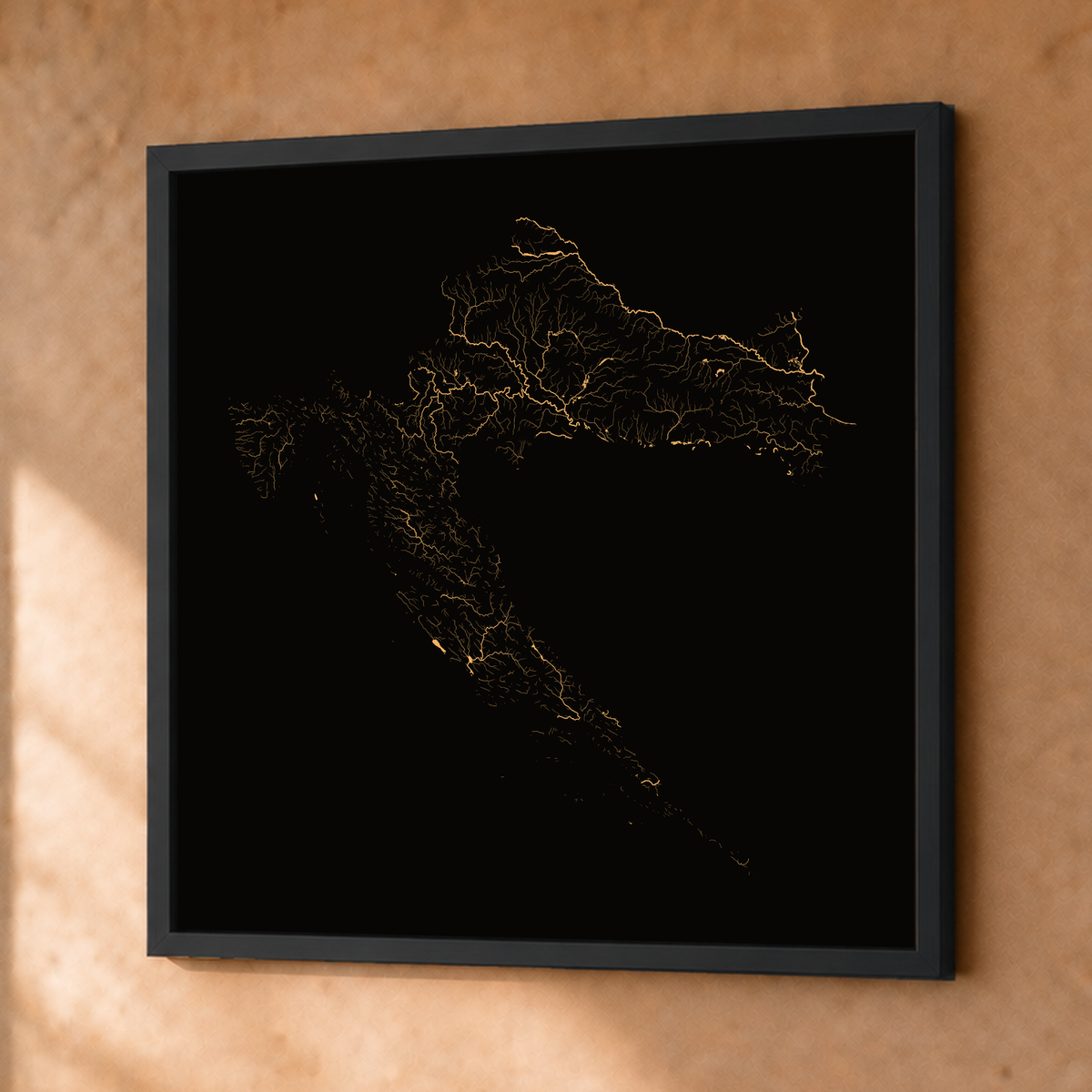 Beautiful Rivers — Croácia — Cobre, Fine art emoldurado · 76 × 76 cm, Preto · Sem margem
