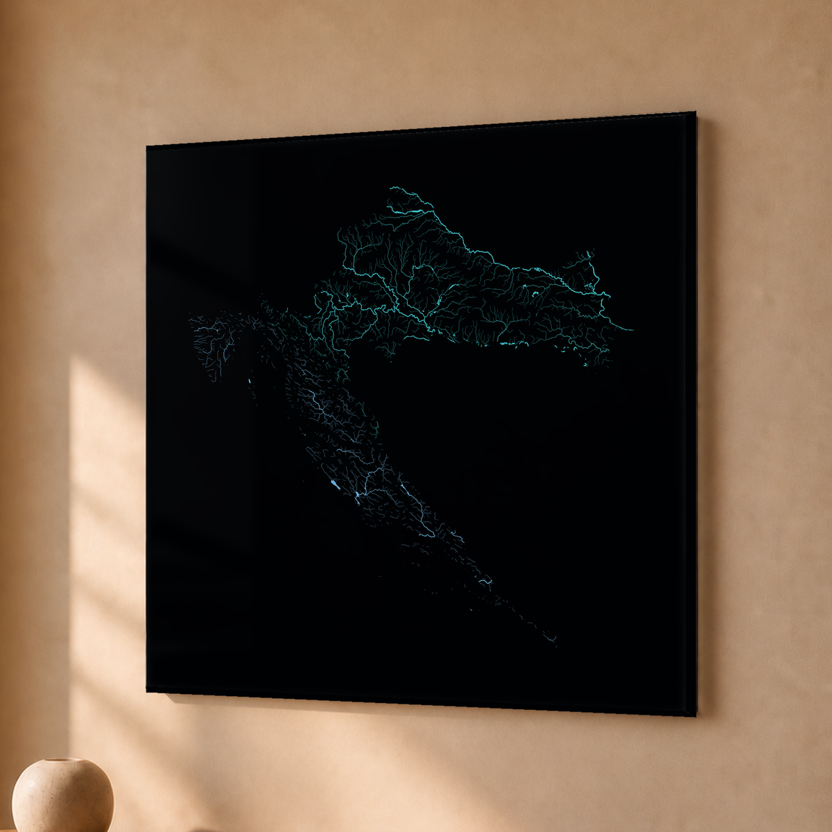 Beautiful Rivers — Croácia — Neon hidrográfico, Acrílico · 30 × 30 cm, Sem margem