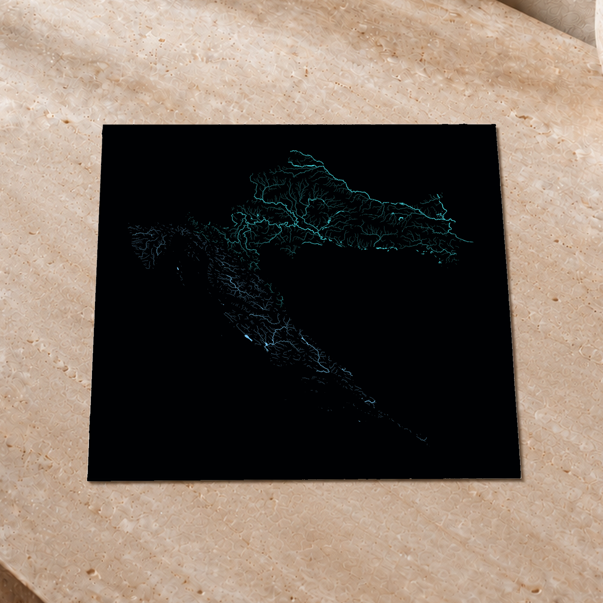 Beautiful Rivers — Croácia — Neon hidrográfico, Impressão fine art · 30 × 30 cm, Sem margem
