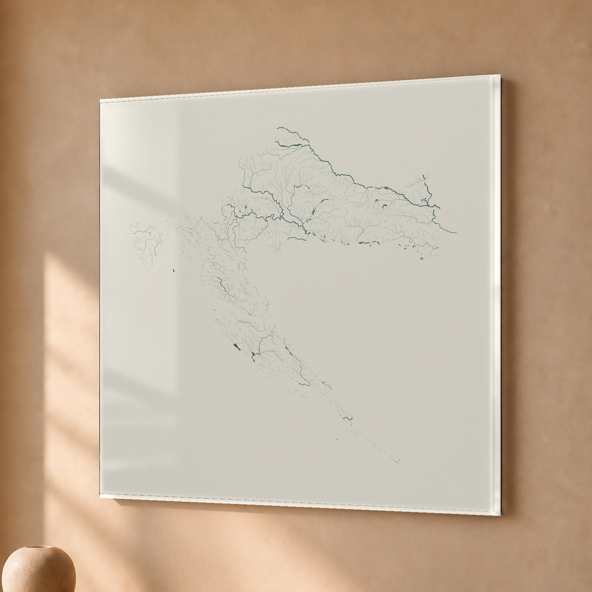 Beautiful Rivers — Croácia — Natural e luminosa, Acrílico · 50 × 50 cm, Sem margem