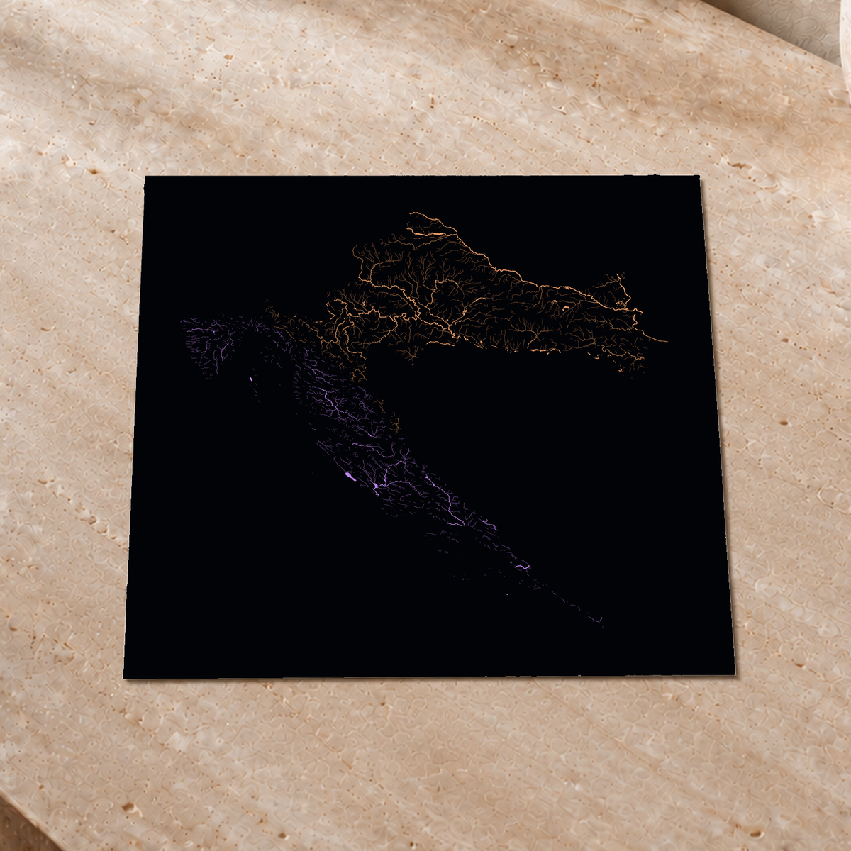 Beautiful Rivers — Croácia — Neon por território, Impressão fine art · 30 × 30 cm, Sem margem