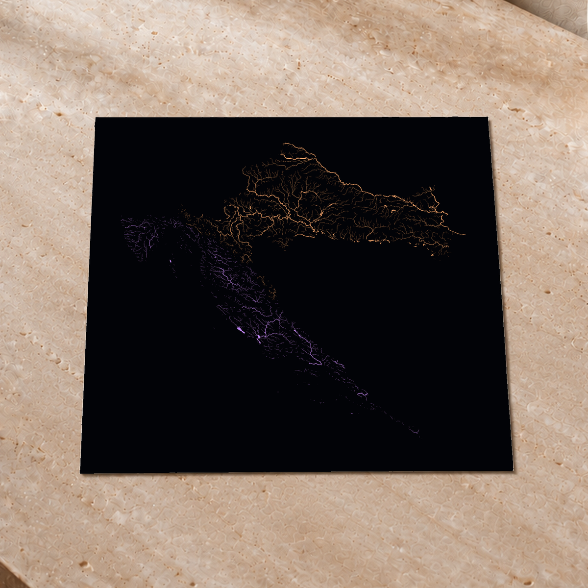 Beautiful Rivers — Croácia — Neon por território, Impressão fine art · 50 × 50 cm, Sem margem