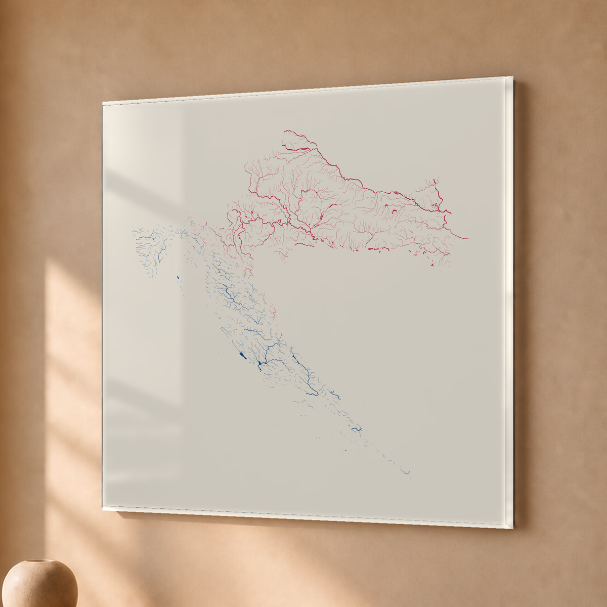 Beautiful Rivers — Croácia — Risografia, Acrílico · 50 × 50 cm, Sem margem