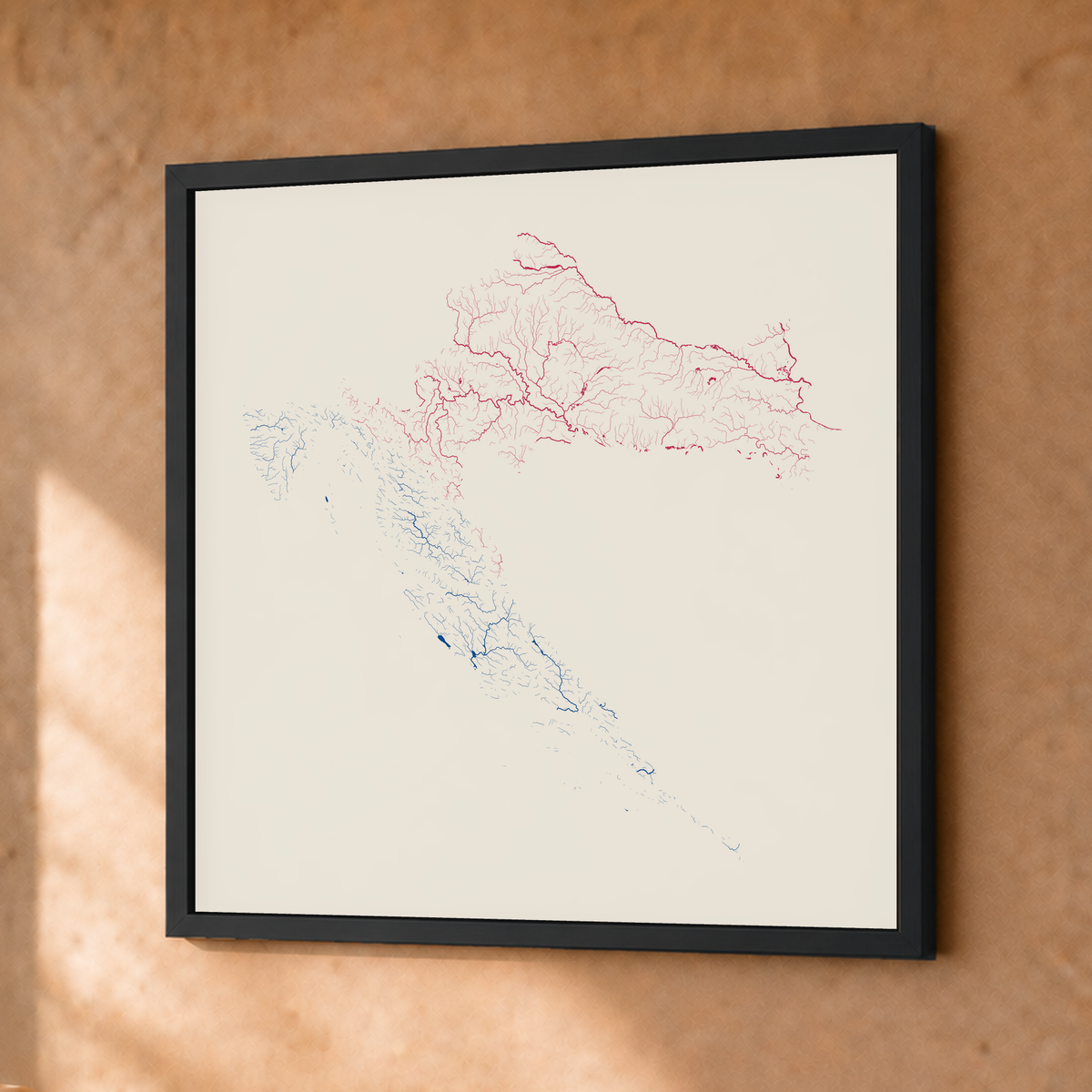 Beautiful Rivers — Croácia — Risografia, Fine art emoldurado · 30 × 30 cm, Preto · Sem margem