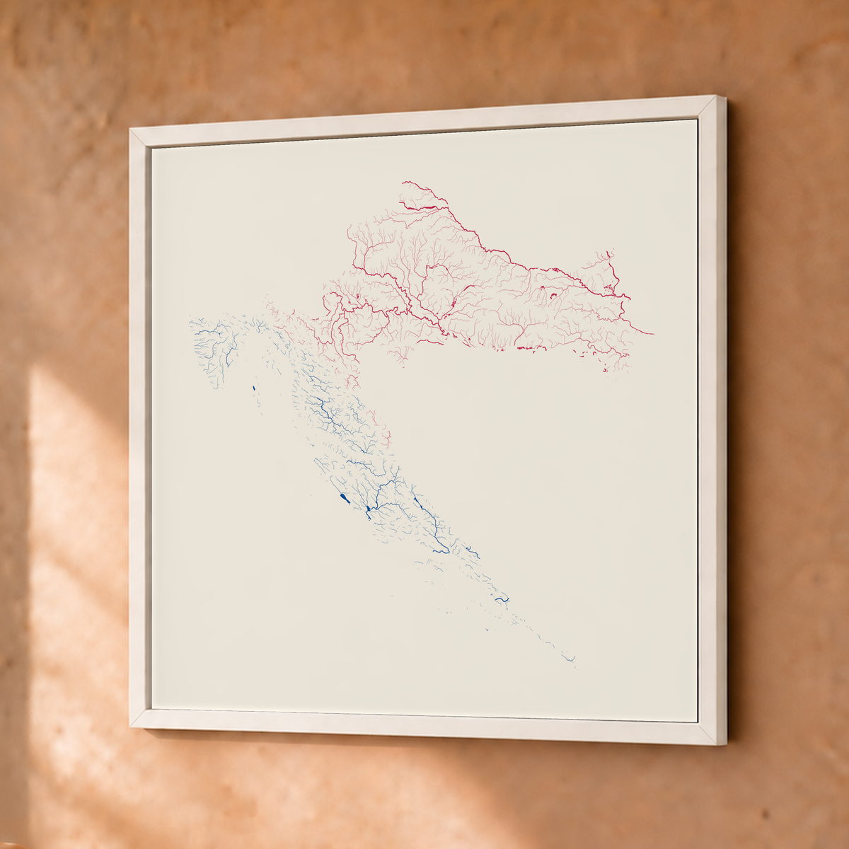 Beautiful Rivers — Croácia — Risografia, Fine art emoldurado · 30 × 30 cm, Branco · Sem margem