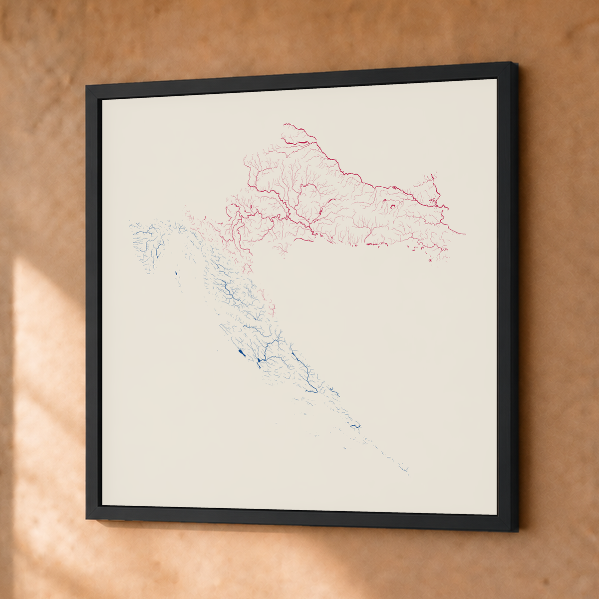 Beautiful Rivers — Croácia — Risografia, Fine art emoldurado · 50 × 50 cm, Preto · Sem margem