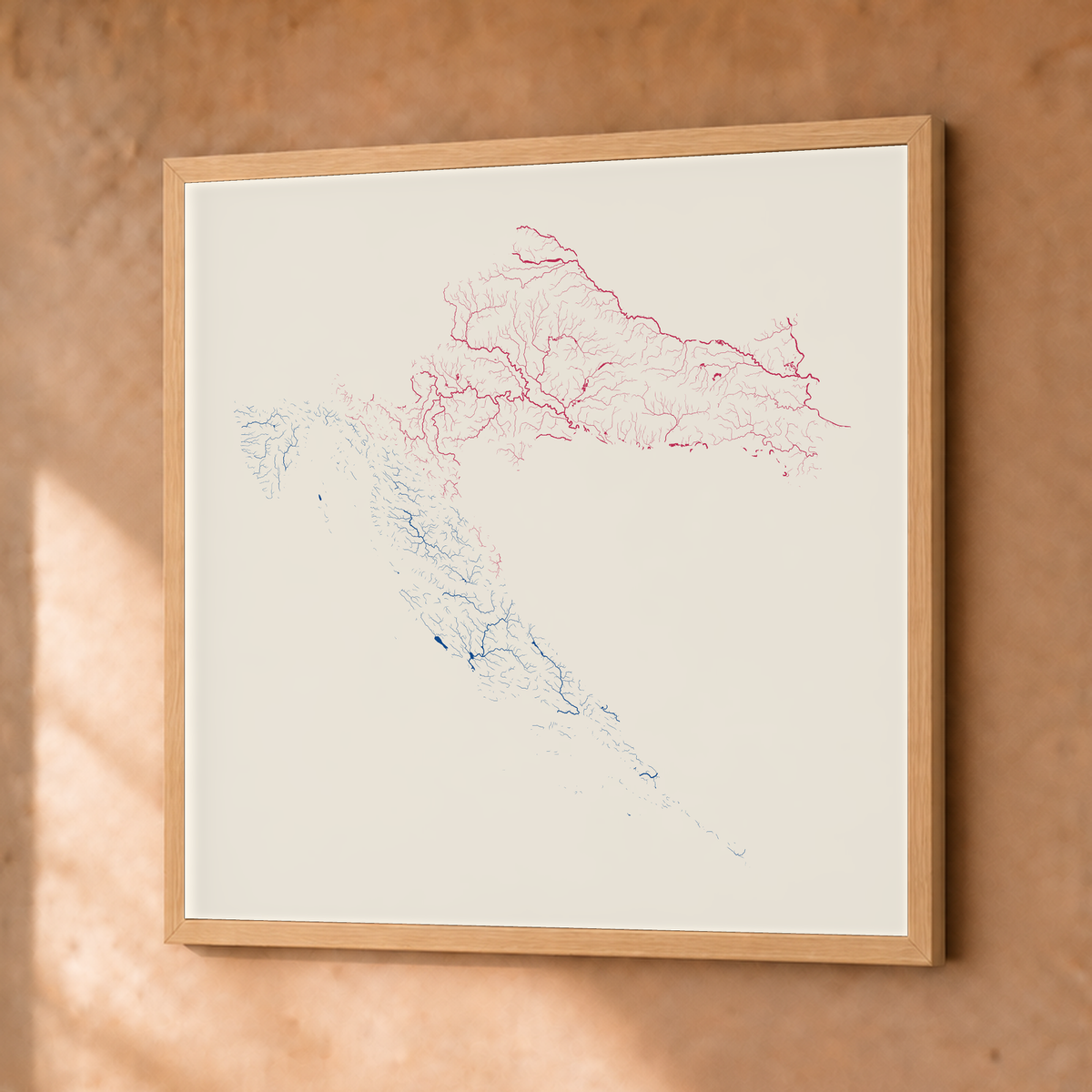 Beautiful Rivers — Croácia — Risografia, Fine art emoldurado · 50 × 50 cm, Natural · Sem margem