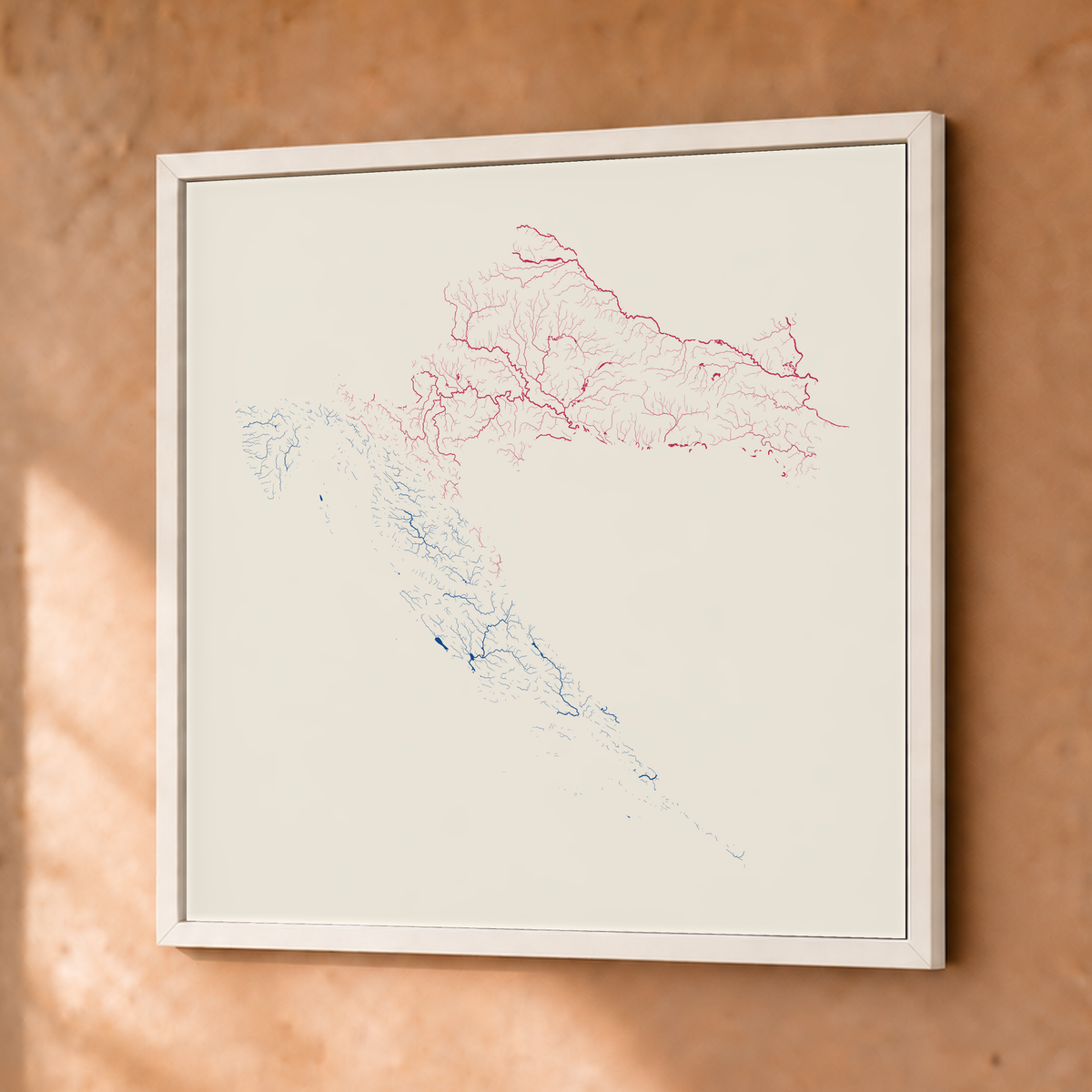 Beautiful Rivers — Croácia — Risografia, Fine art emoldurado · 50 × 50 cm, Branco · Sem margem